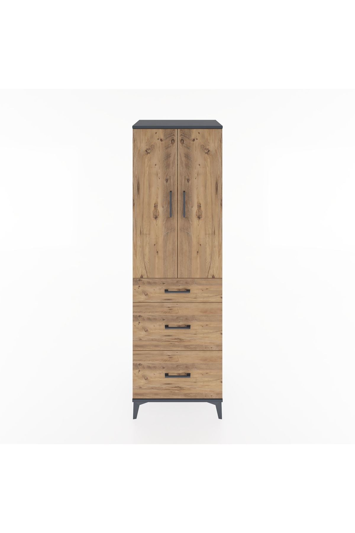 Hyperion Dolap Tek Raflı 3 Çekmeceli Tek Askılı 60x44x195 - S59M037V6B