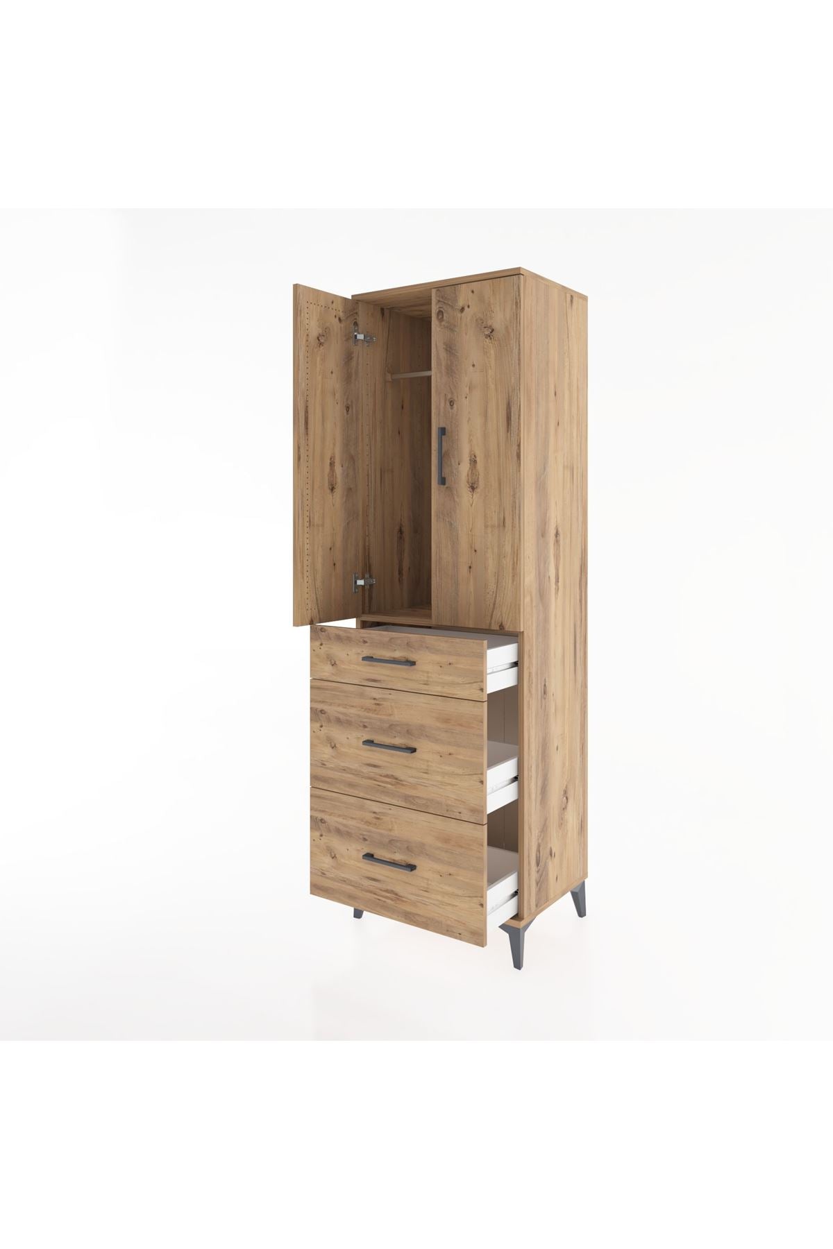 Hyperion Dolap Tek Raflı 3 Çekmeceli Tek Askılı 60x44x195 - S59M037V9B