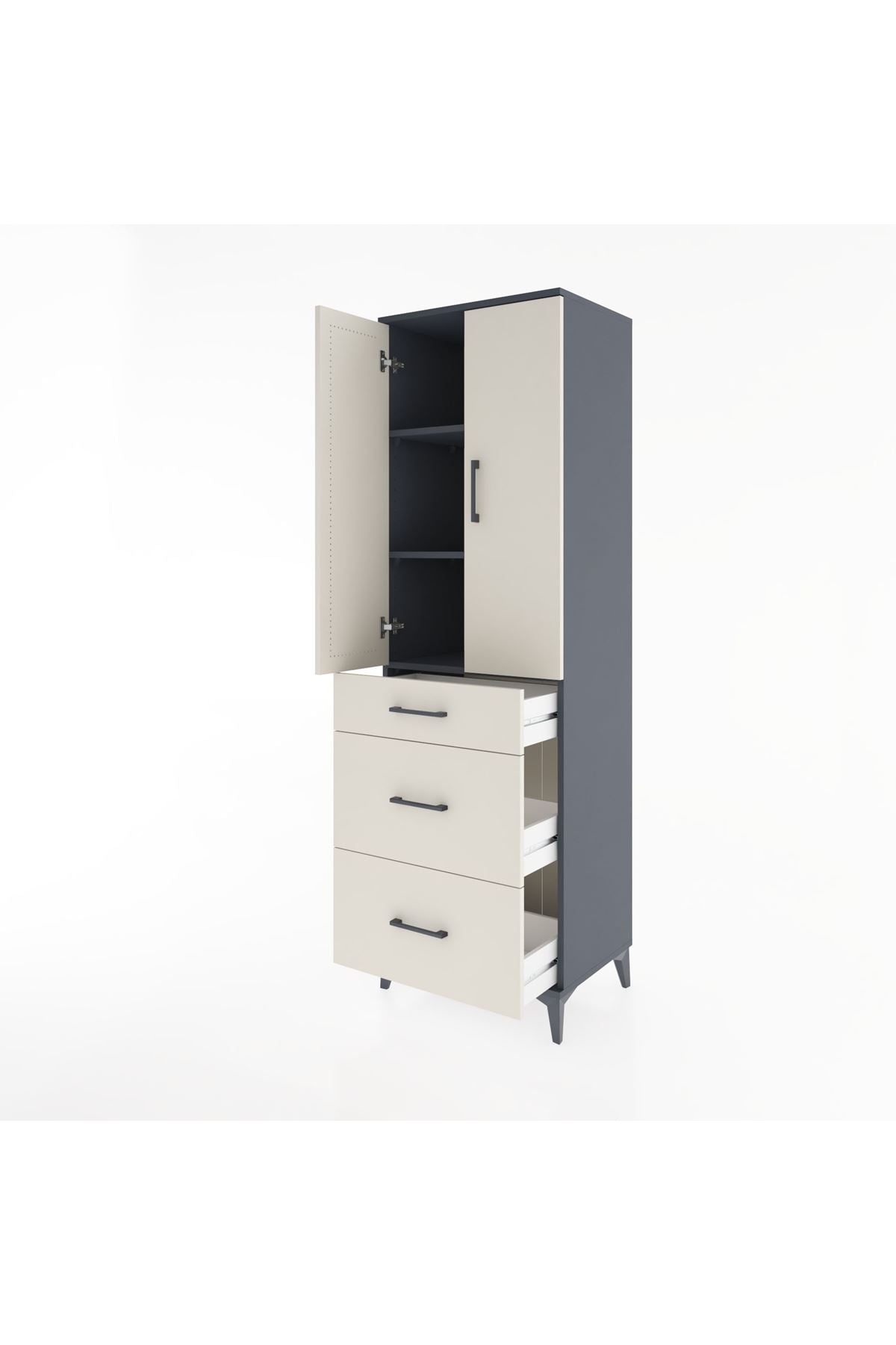 Hyperion Dolap 3 Raflı 3 Çekmeceli 2 Kapaklı 60x44x195 - S59M038V4B
