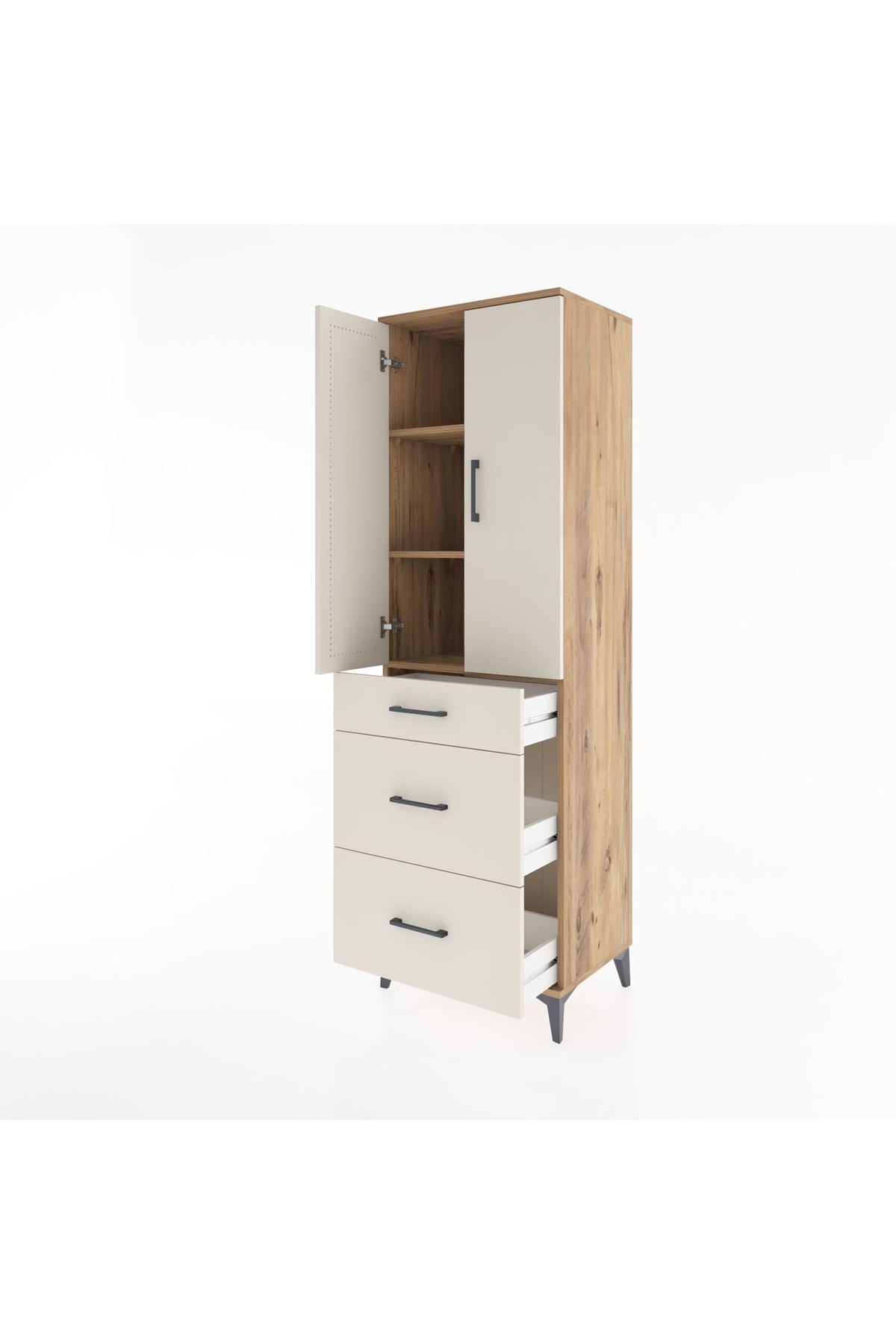 Hyperion Dolap 3 Raflı 3 Çekmeceli 2 Kapaklı 60x44x195 - S59M038V7B