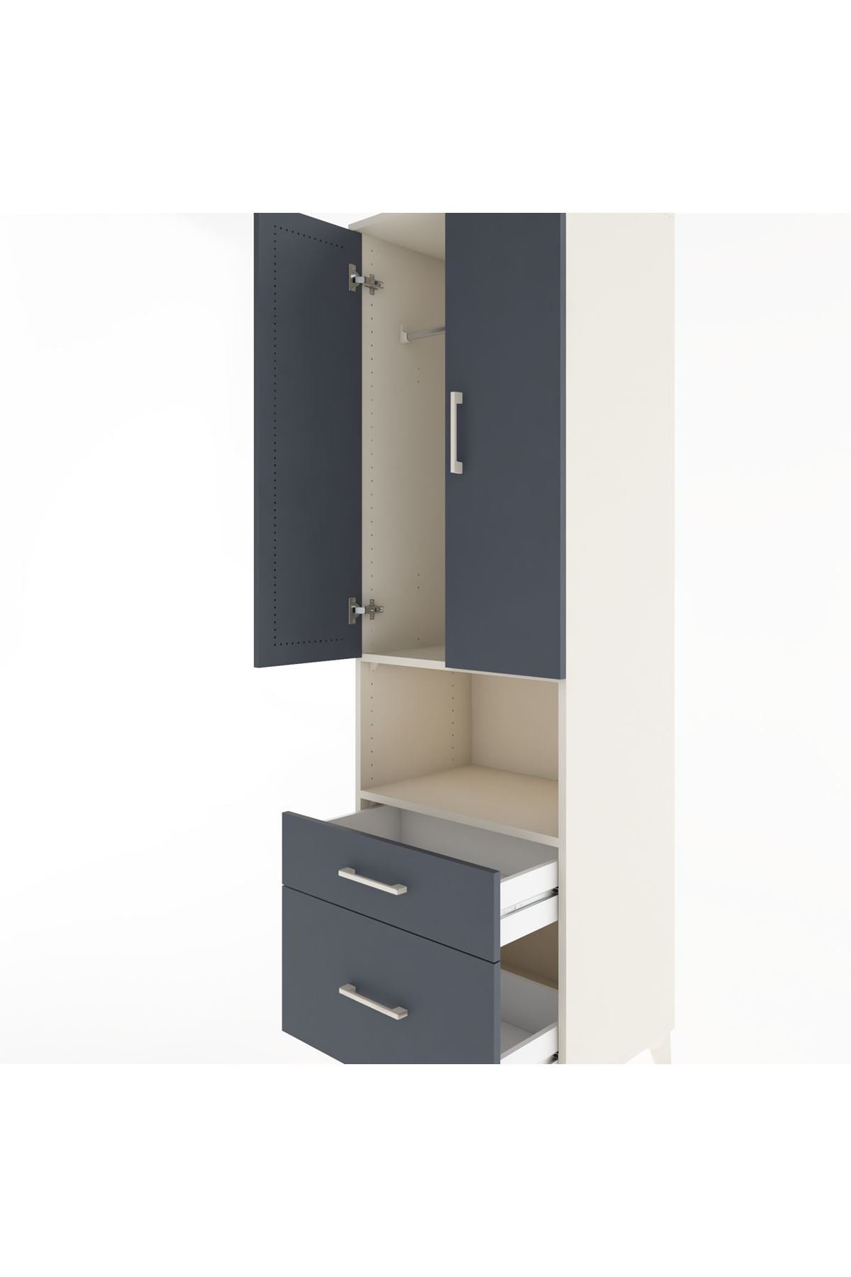 Hyperion Dolap 2 Raflı 2 Çekmeceli Tek Askılı 60x44x195 - S59M040V2B