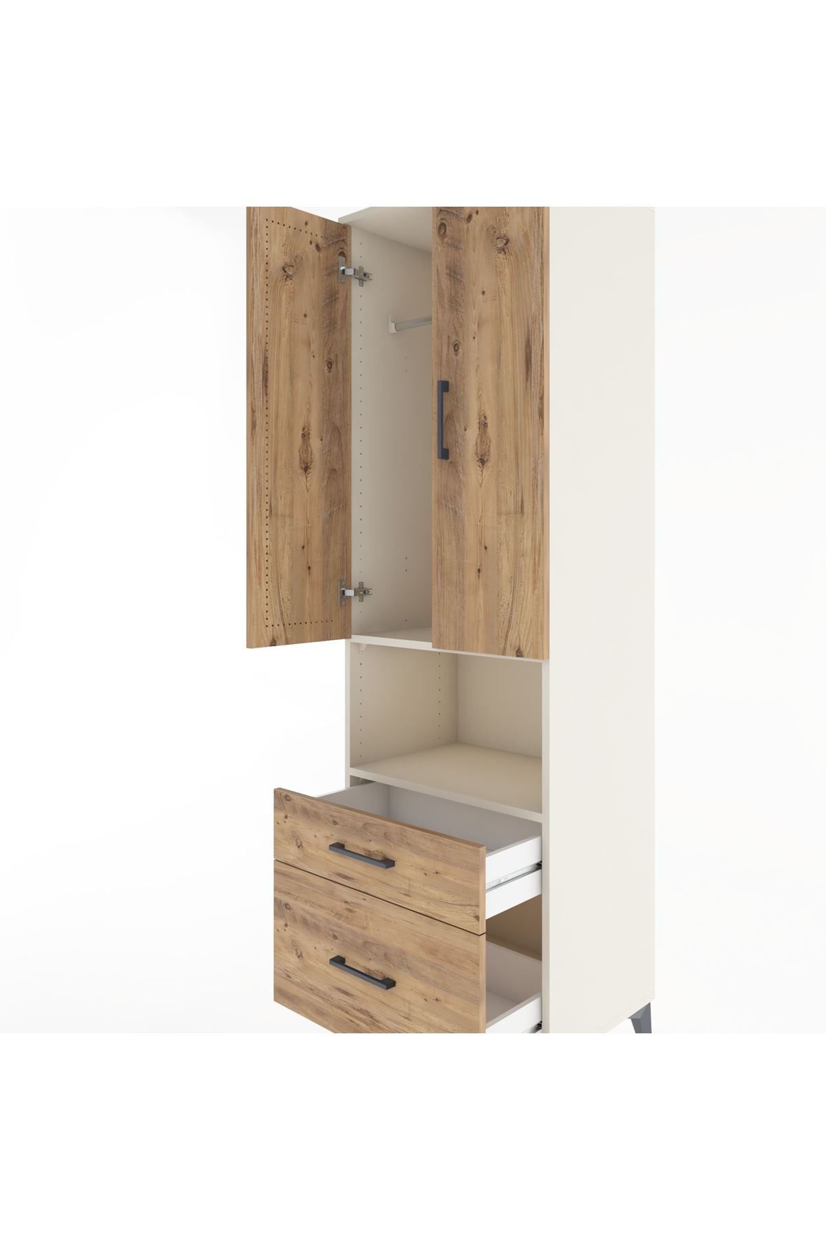Hyperion Dolap 2 Raflı 2 Çekmeceli Tek Askılı 60x44x195 - S59M040V3B