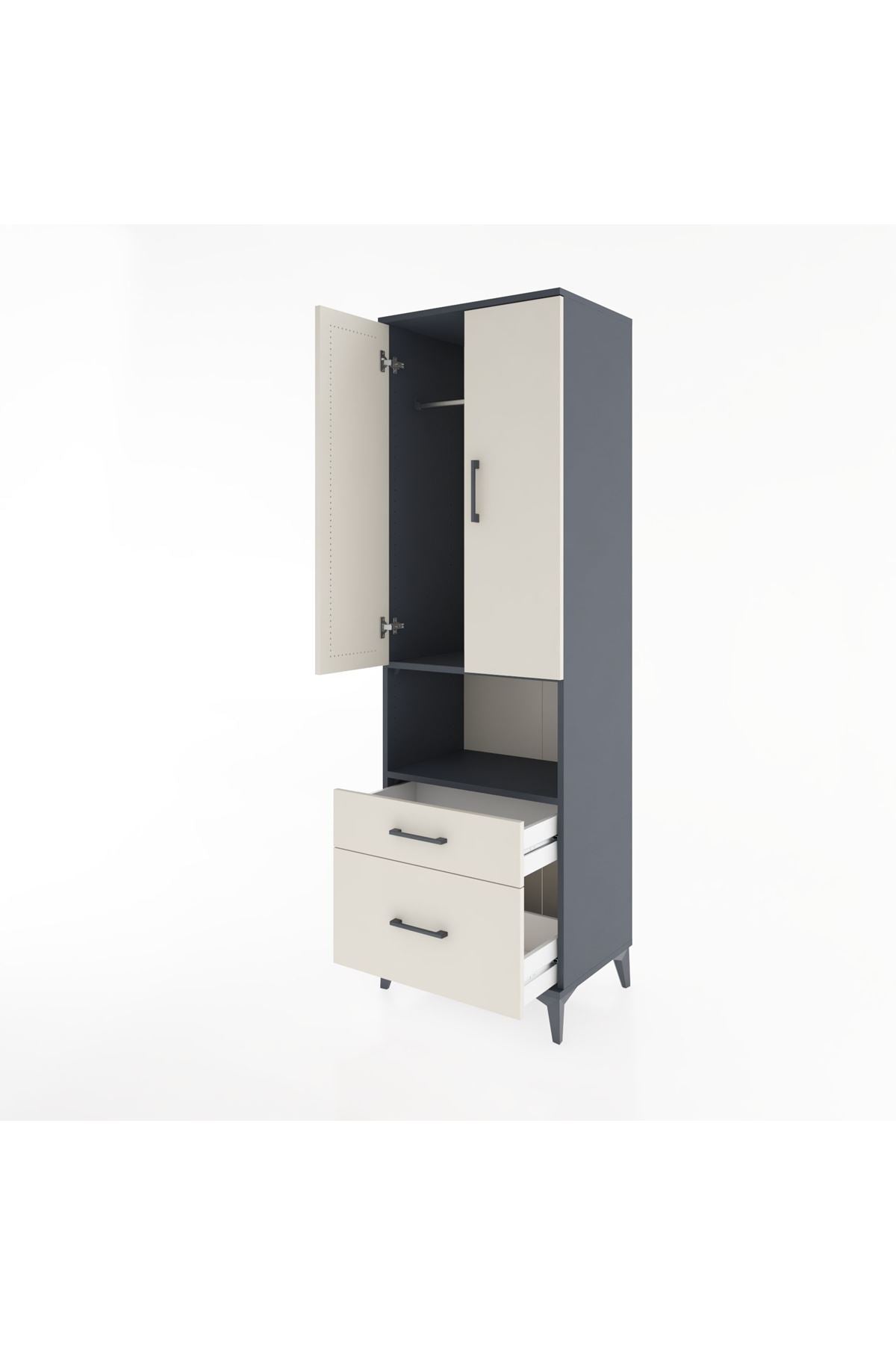 Hyperion Dolap 2 Raflı 2 Çekmeceli Tek Askılı 60x44x195 - S59M040V4B