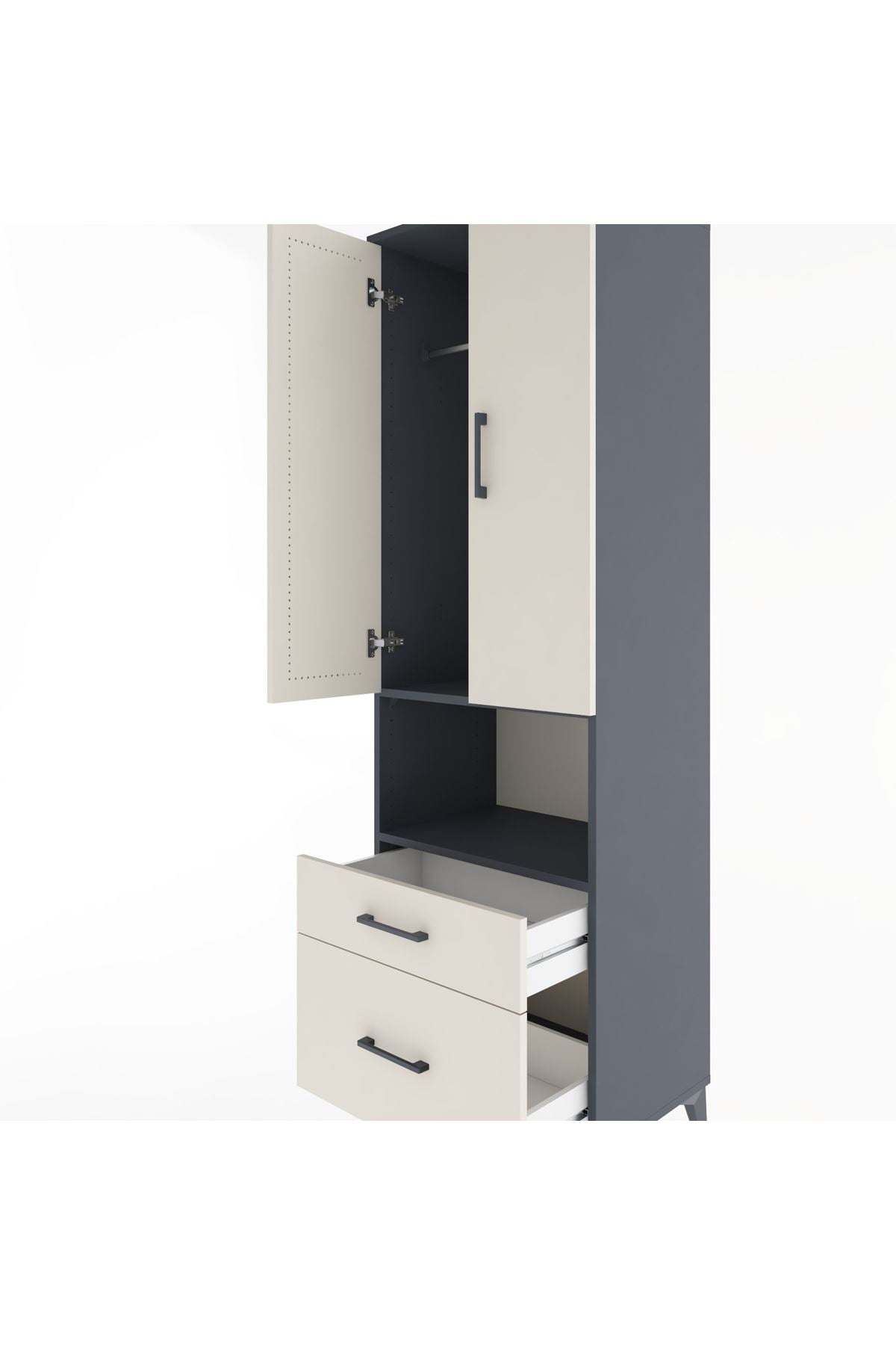 Hyperion Dolap 2 Raflı 2 Çekmeceli Tek Askılı 60x44x195 - S59M040V4B