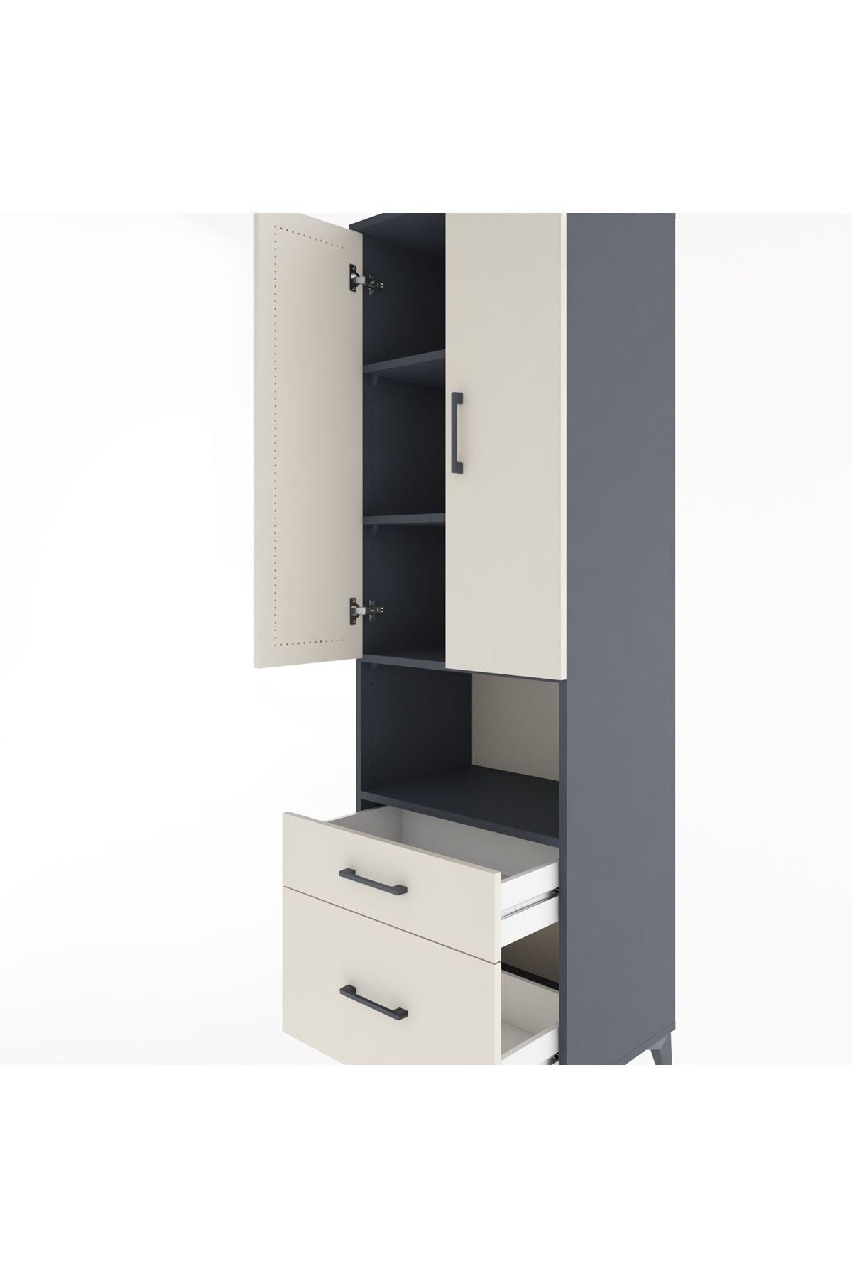 Hyperion Dolap 4 Raflı 2 Çekmeceli 2 Kapaklı 60x44x195 - S59M041V4B