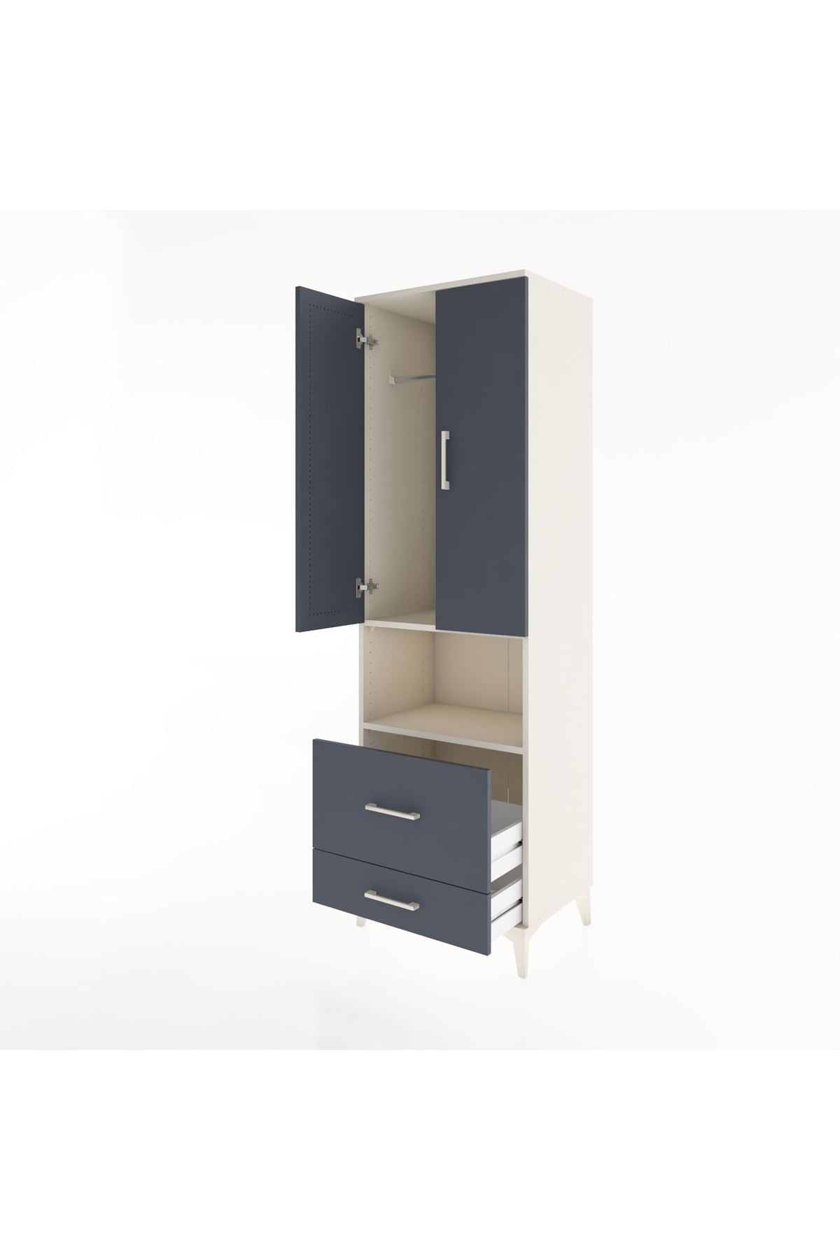 Hyperion Dolap 2 Raflı 2 Çekmeceli Tek Askılı 60x44x195 - S59M043V2B