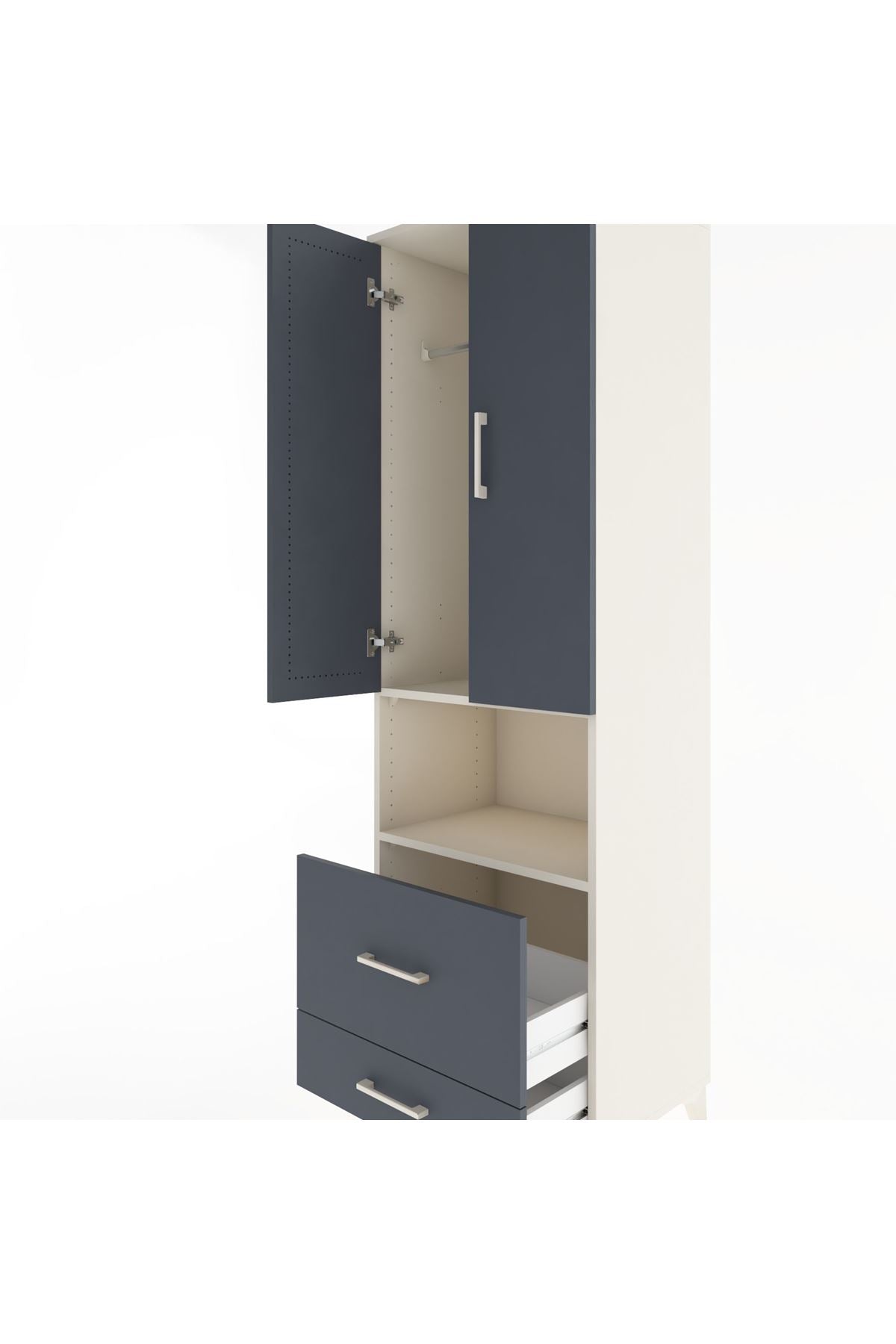 Hyperion Dolap 2 Raflı 2 Çekmeceli Tek Askılı 60x44x195 - S59M043V2B