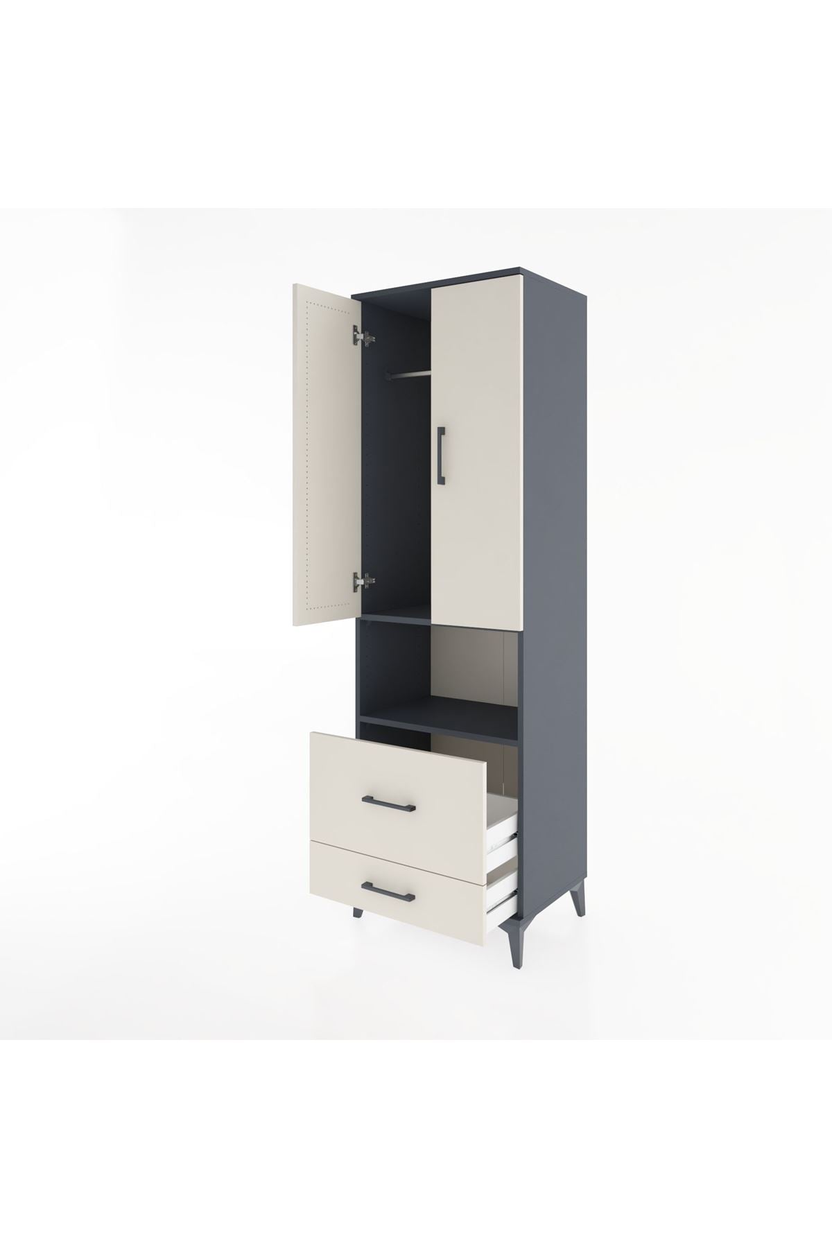 Hyperion Dolap 2 Raflı 2 Çekmeceli Tek Askılı 60x44x195 - S59M043V4B