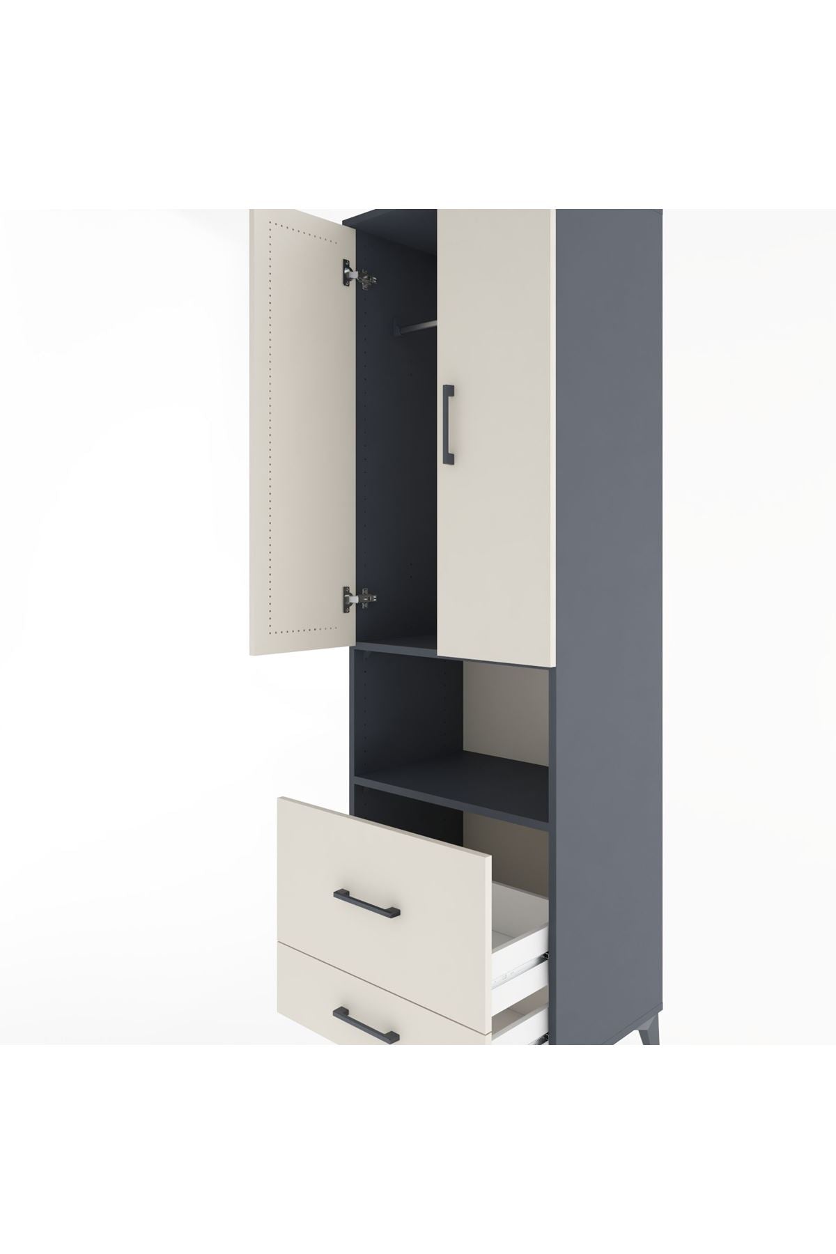 Hyperion Dolap 2 Raflı 2 Çekmeceli Tek Askılı 60x44x195 - S59M043V4B