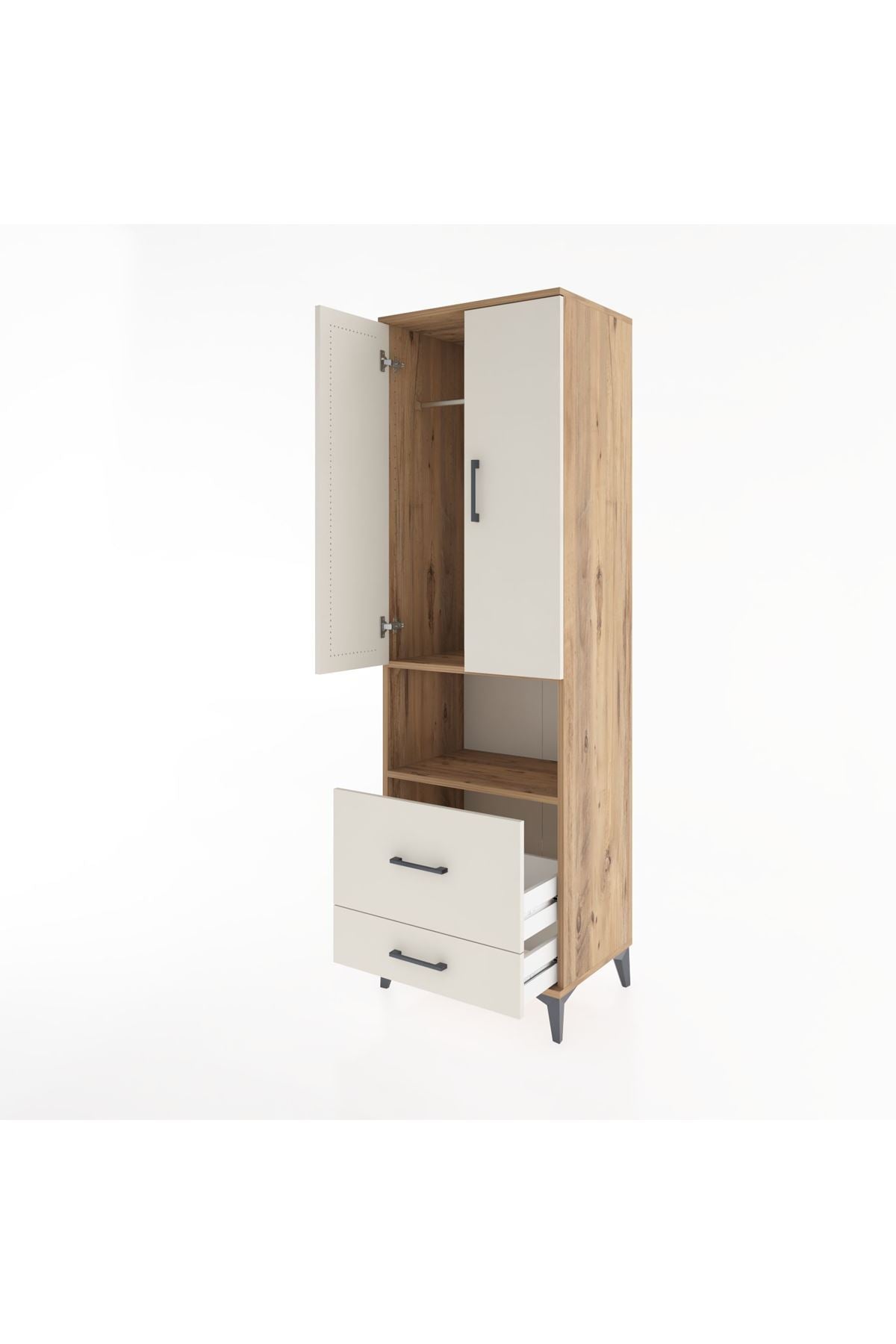 Hyperion Dolap 2 Raflı 2 Çekmeceli Tek Askılı 60x44x195 - S59M043V7B