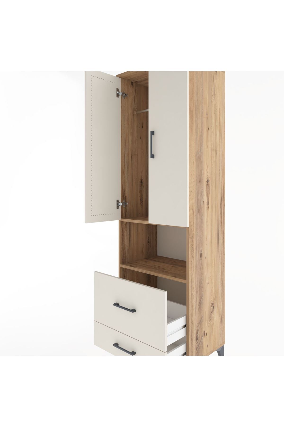 Hyperion Dolap 2 Raflı 2 Çekmeceli Tek Askılı 60x44x195 - S59M043V7B