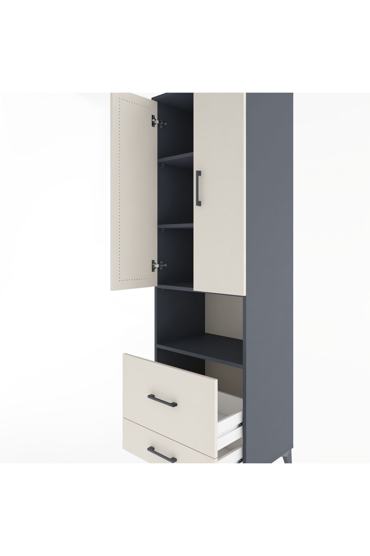 Hyperion Dolap 4 Raflı 2 Çekmeceli 2 Kapaklı 60x44x195 - S59M044V4B