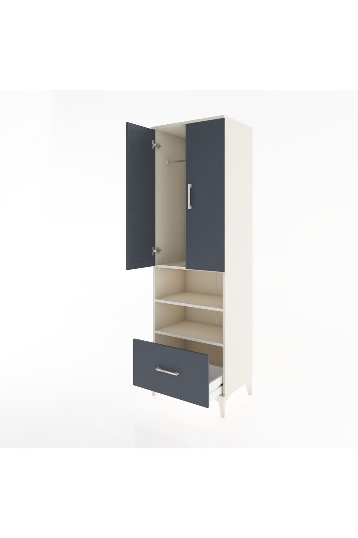 Hyperion Dolap 3 Raflı Tek Çekmeceli Tek Askılı 60x44x195 - S59M045V2B