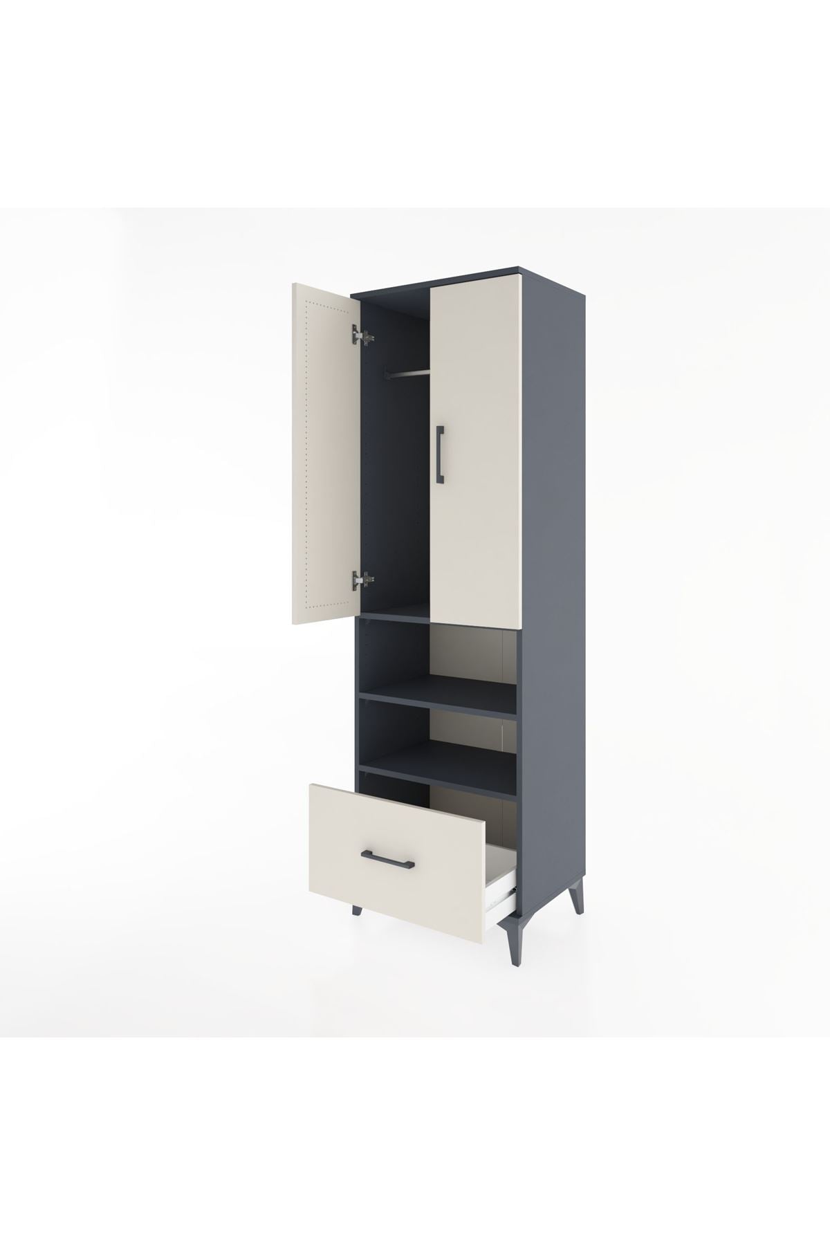Hyperion Dolap 3 Raflı Tek Çekmeceli Tek Askılı 60x44x195 - S59M045V4B