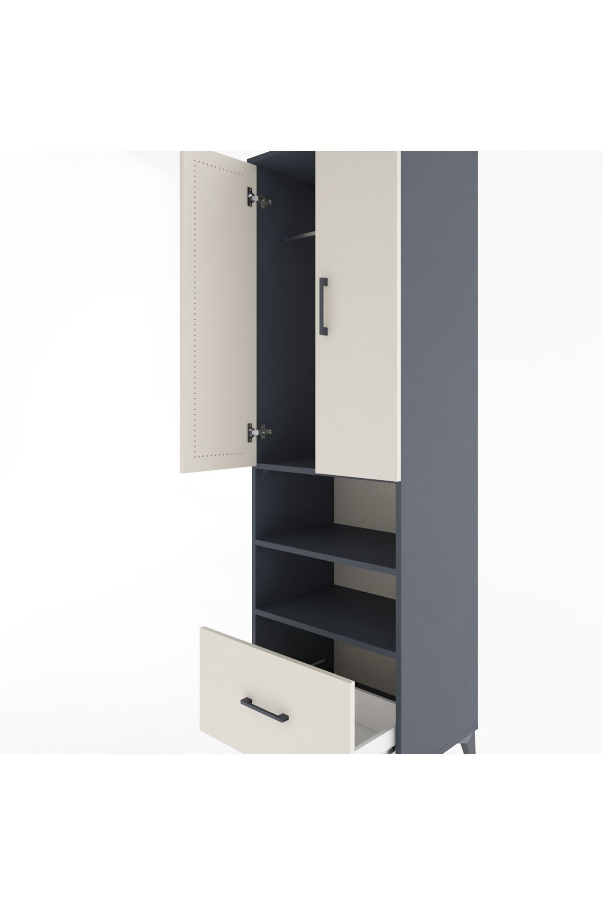 Hyperion Dolap 3 Raflı Tek Çekmeceli Tek Askılı 60x44x195 - S59M045V4B