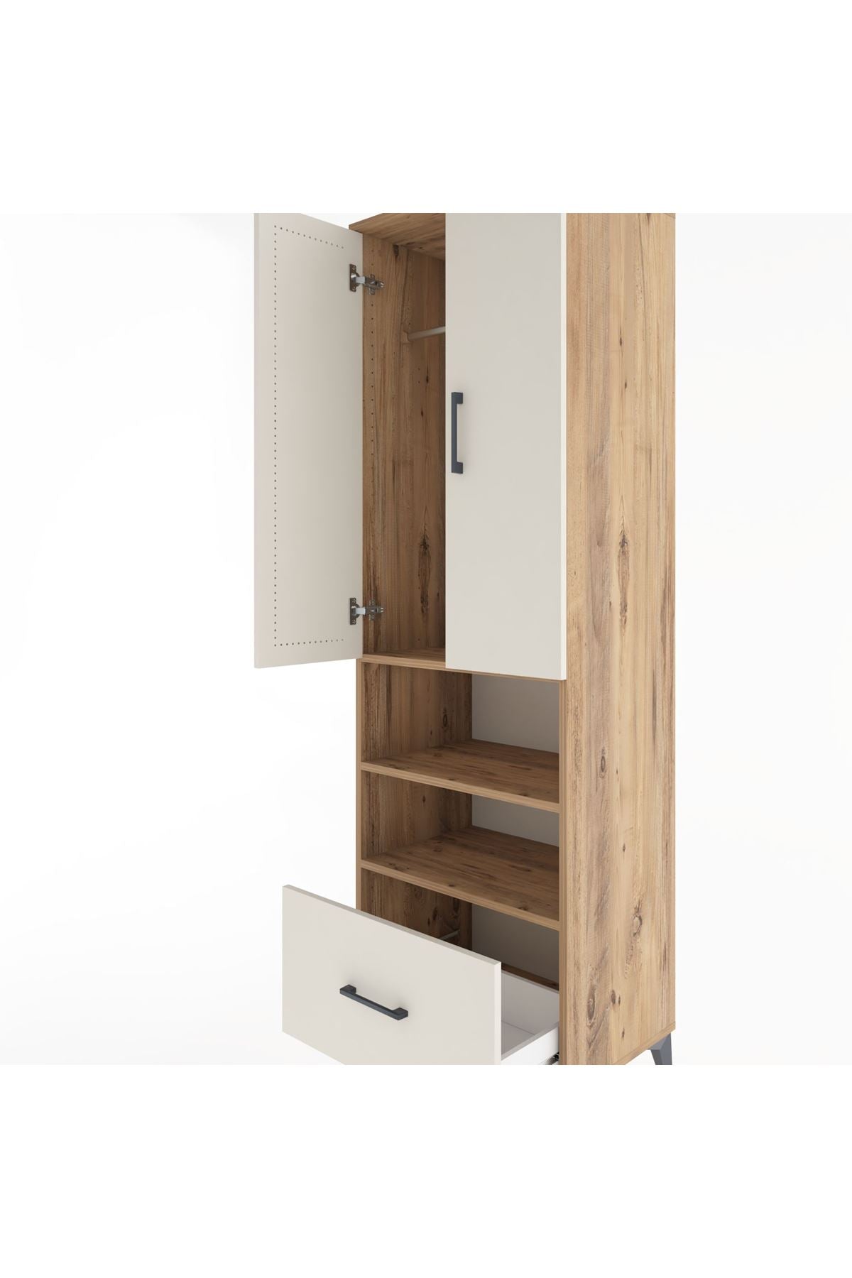 Hyperion Dolap 3 Raflı Tek Çekmeceli Tek Askılı 60x44x195 - S59M045V7B