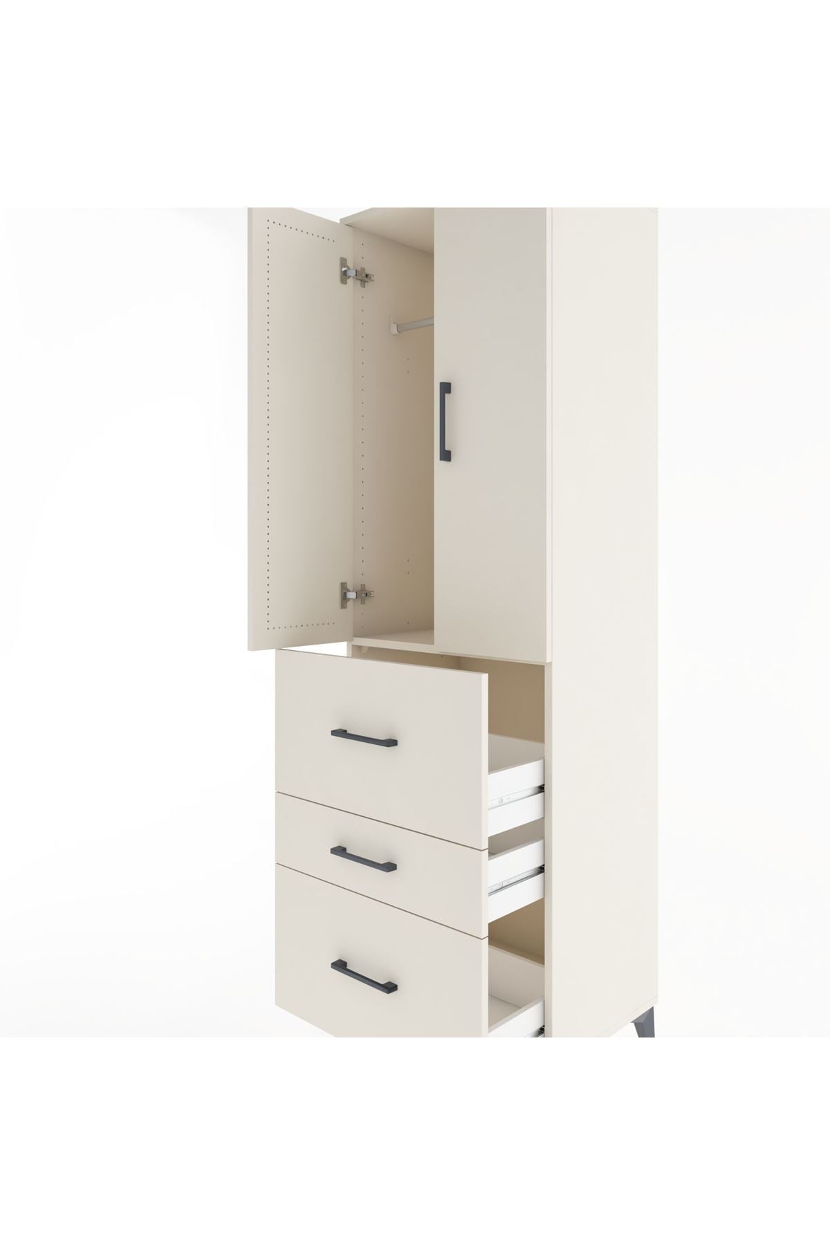 Hyperion Dolap Tek Raflı 3 Çekmeceli Tek Askılı 60x44x195 - S59M047V1B