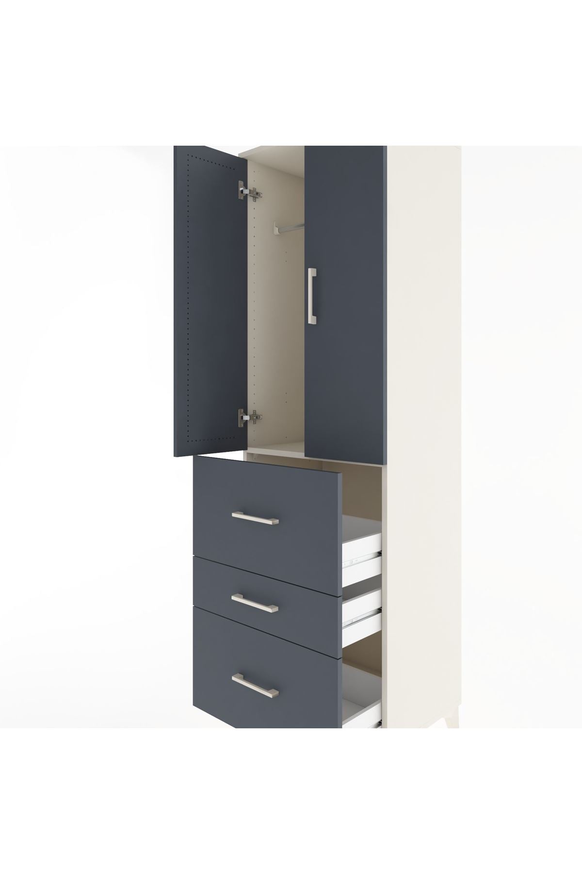 Hyperion Dolap Tek Raflı 3 Çekmeceli Tek Askılı 60x44x195 - S59M047V2B