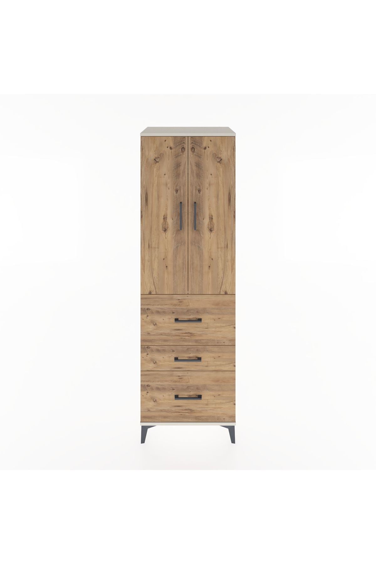 Hyperion Dolap Tek Raflı 3 Çekmeceli Tek Askılı 60x44x195 - S59M047V3B