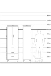Hyperion Dolap Tek Raflı 3 Çekmeceli Tek Askılı 60x44x195 - S59M047V4B