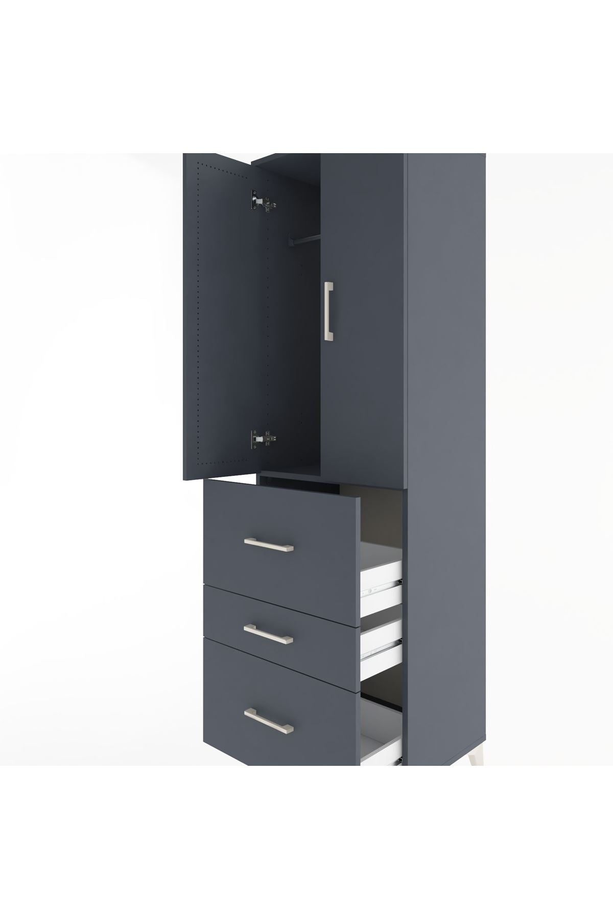 Hyperion Dolap Tek Raflı 3 Çekmeceli Tek Askılı 60x44x195 - S59M047V5B