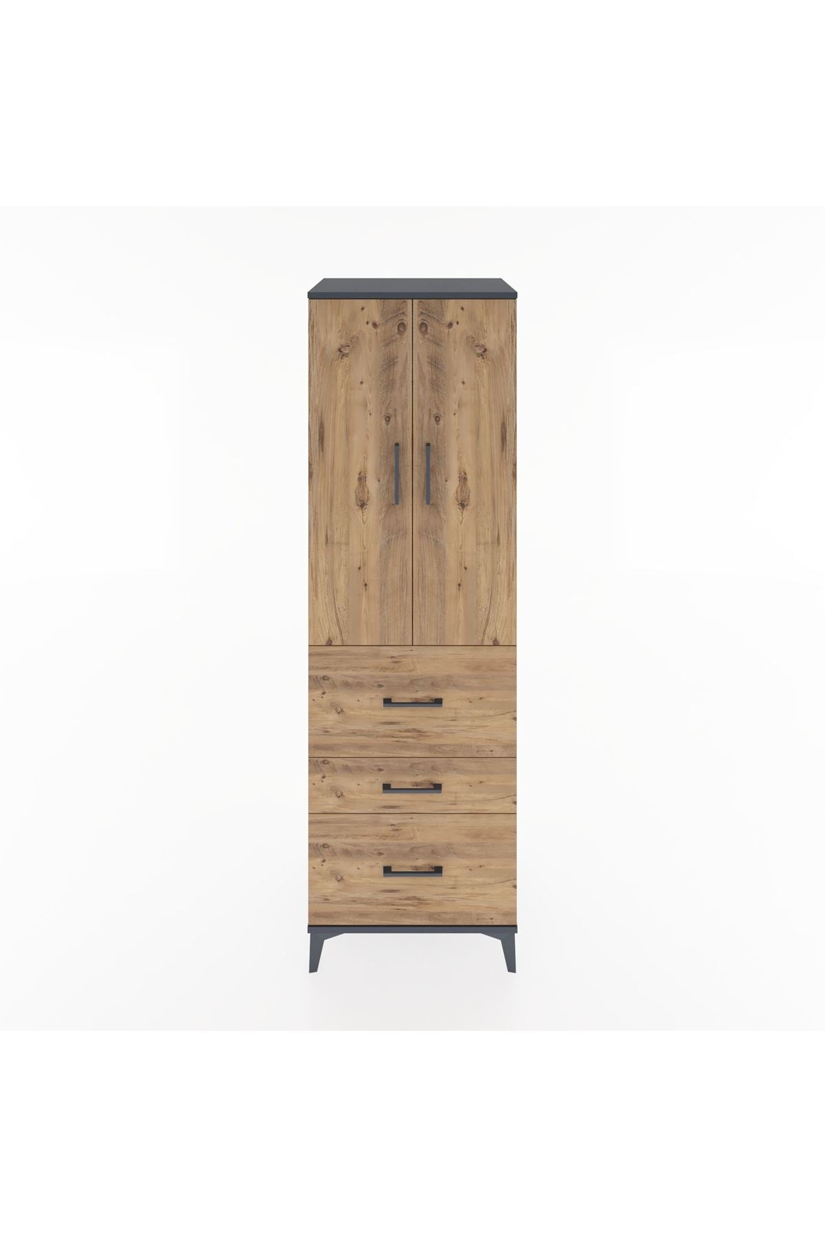 Hyperion Dolap Tek Raflı 3 Çekmeceli Tek Askılı 60x44x195 - S59M047V6B