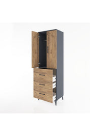 Hyperion Dolap Tek Raflı 3 Çekmeceli Tek Askılı 60x44x195 - S59M047V6B