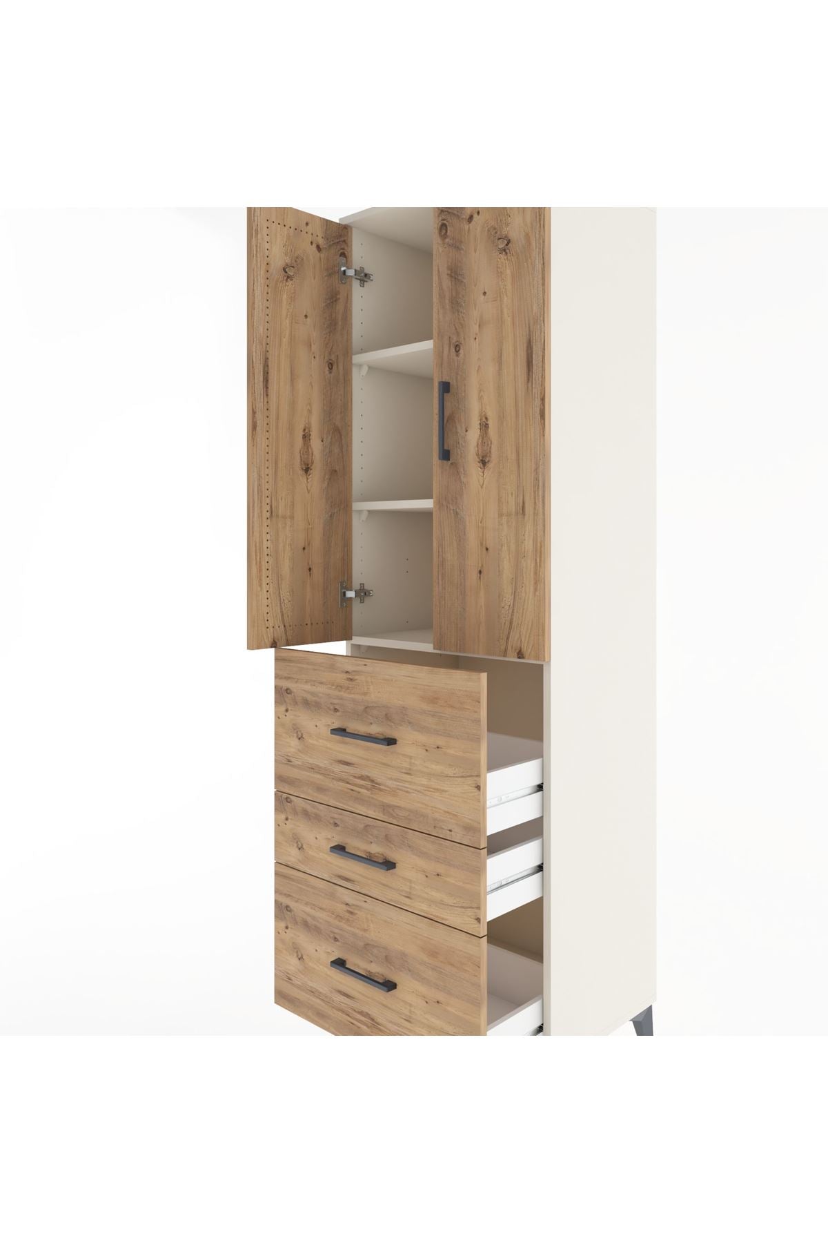 Hyperion Dolap 3 Raflı 3 Çekmeceli 2 Kapaklı 60x44x195 - S59M048V3B