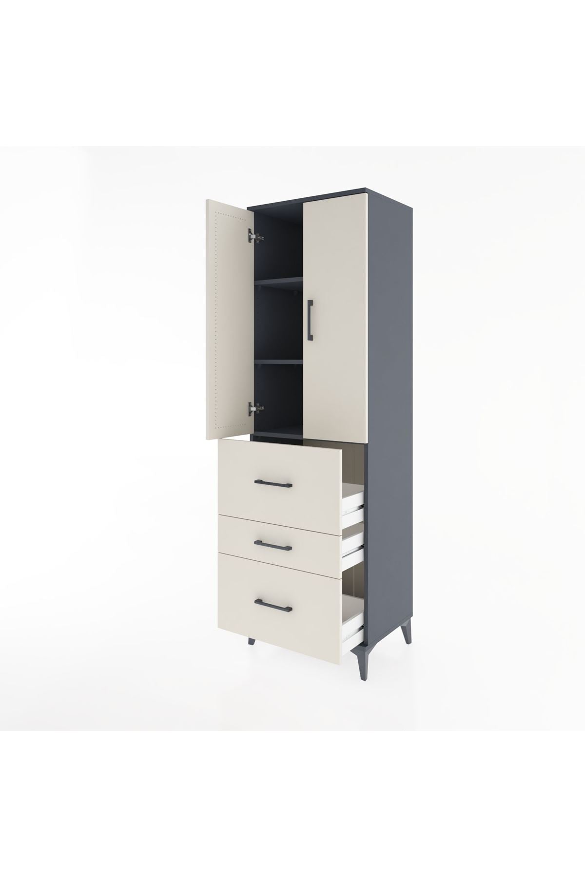 Hyperion Dolap 3 Raflı 3 Çekmeceli 2 Kapaklı 60x44x195 - S59M048V4B
