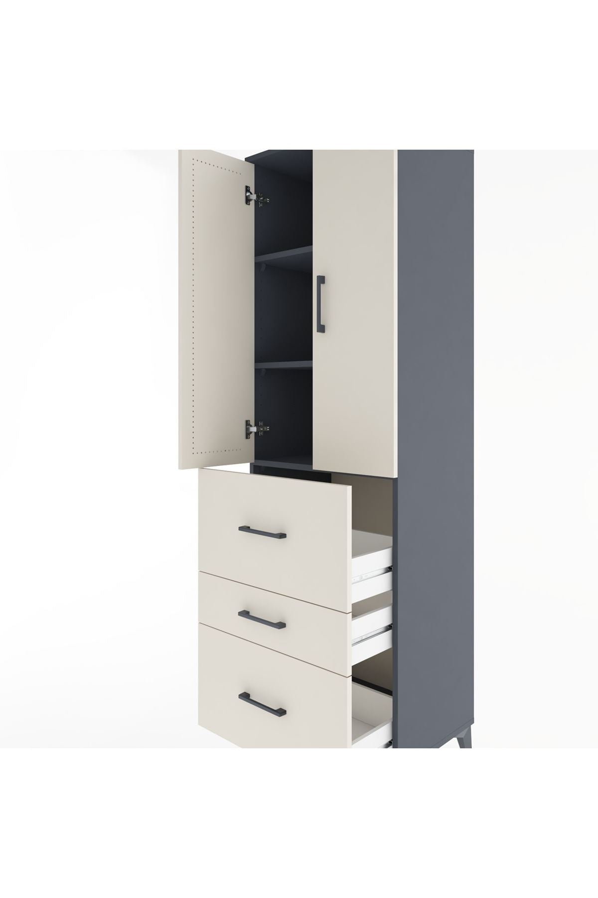 Hyperion Dolap 3 Raflı 3 Çekmeceli 2 Kapaklı 60x44x195 - S59M048V4B