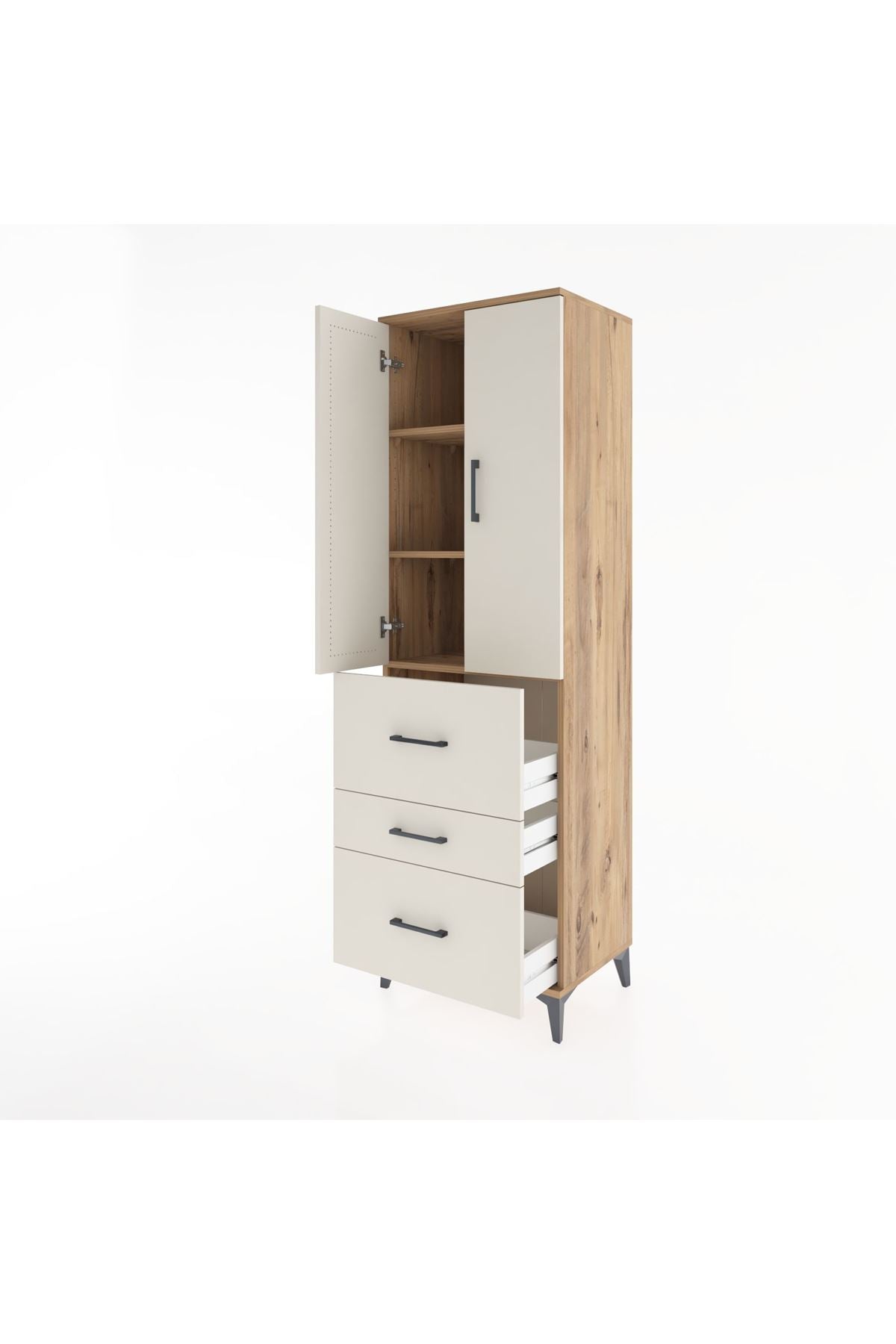 Hyperion Dolap 3 Raflı 3 Çekmeceli 2 Kapaklı 60x44x195 - S59M048V7B