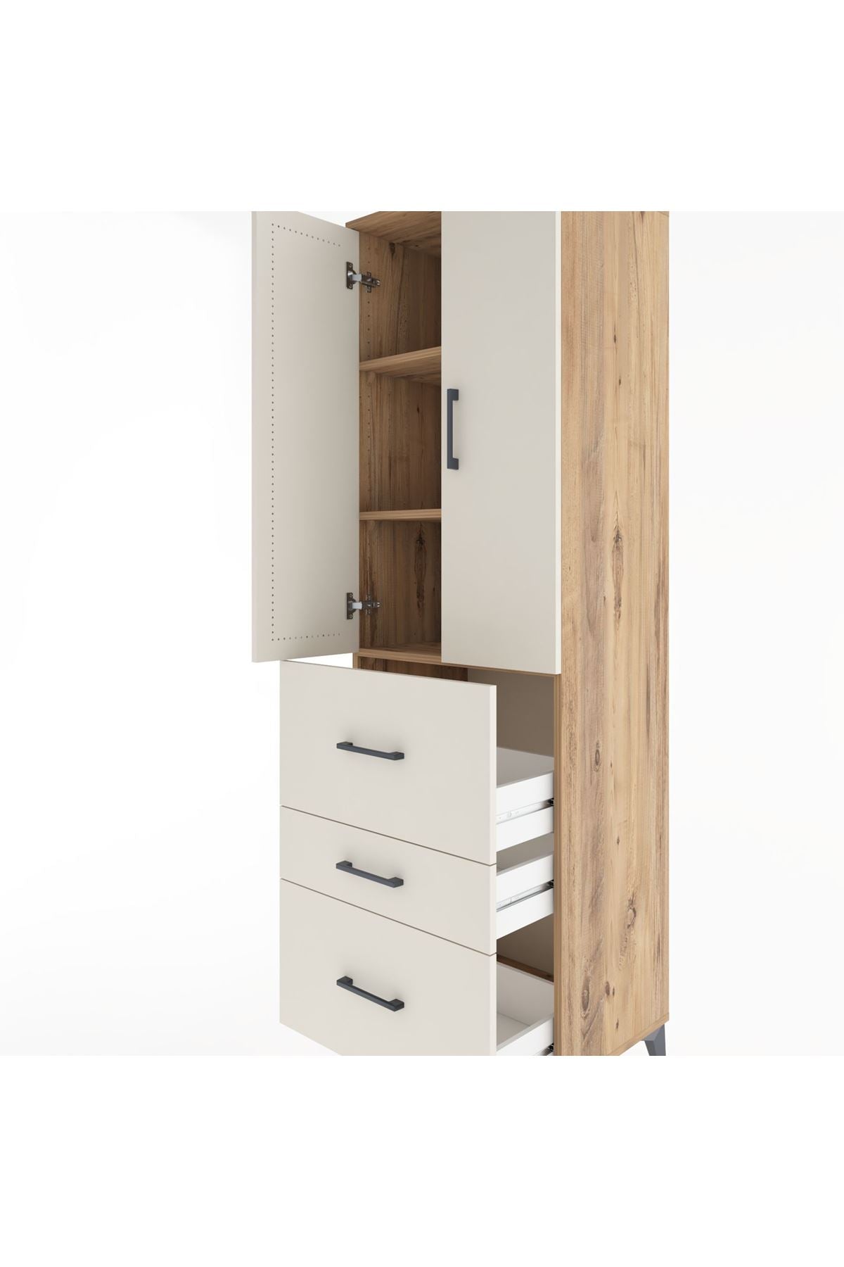 Hyperion Dolap 3 Raflı 3 Çekmeceli 2 Kapaklı 60x44x195 - S59M048V7B