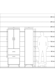 Hyperion Dolap Tek Raflı 2 Çekmeceli Tek Askılı 60x44x195 - S59M050V1B
