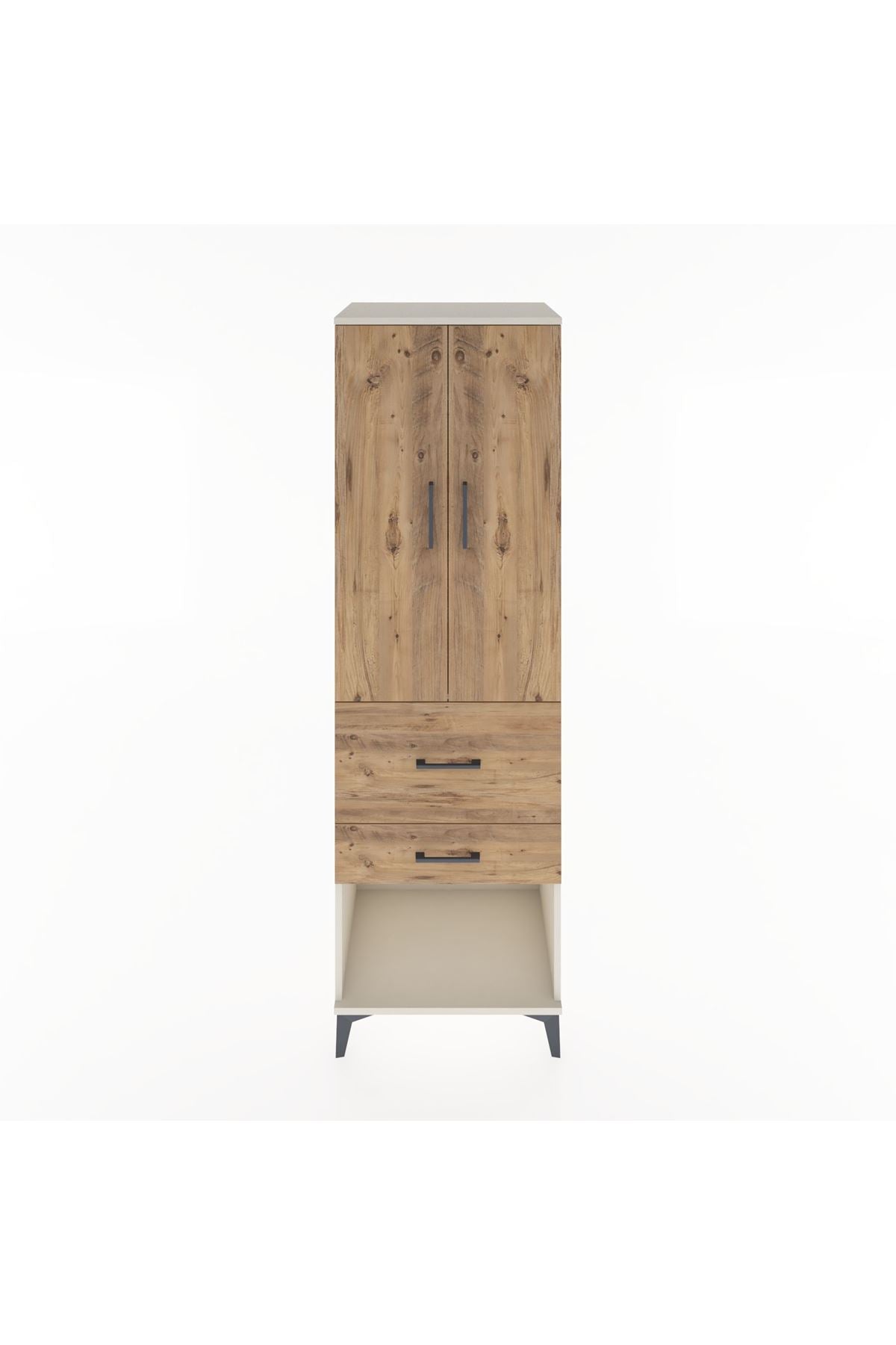 Hyperion Dolap Tek Raflı 2 Çekmeceli Tek Askılı 60x44x195 - S59M050V3B