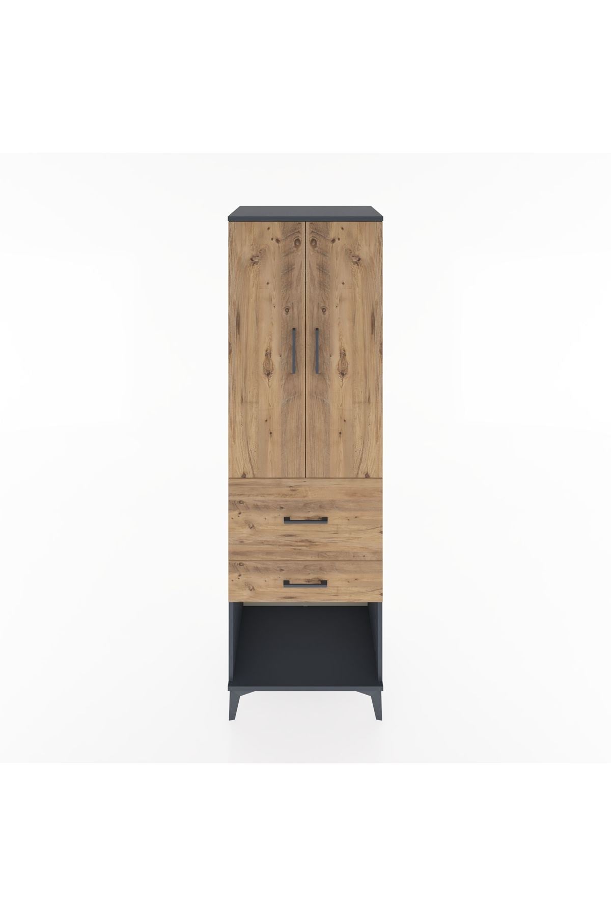 Hyperion Dolap Tek Raflı 2 Çekmeceli Tek Askılı 60x44x195 - S59M050V6B