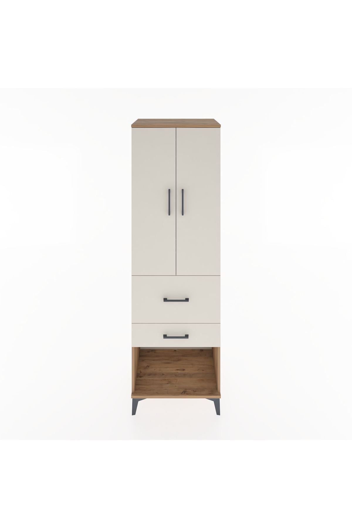 Hyperion Dolap Tek Raflı 2 Çekmeceli Tek Askılı 60x44x195 - S59M050V7B