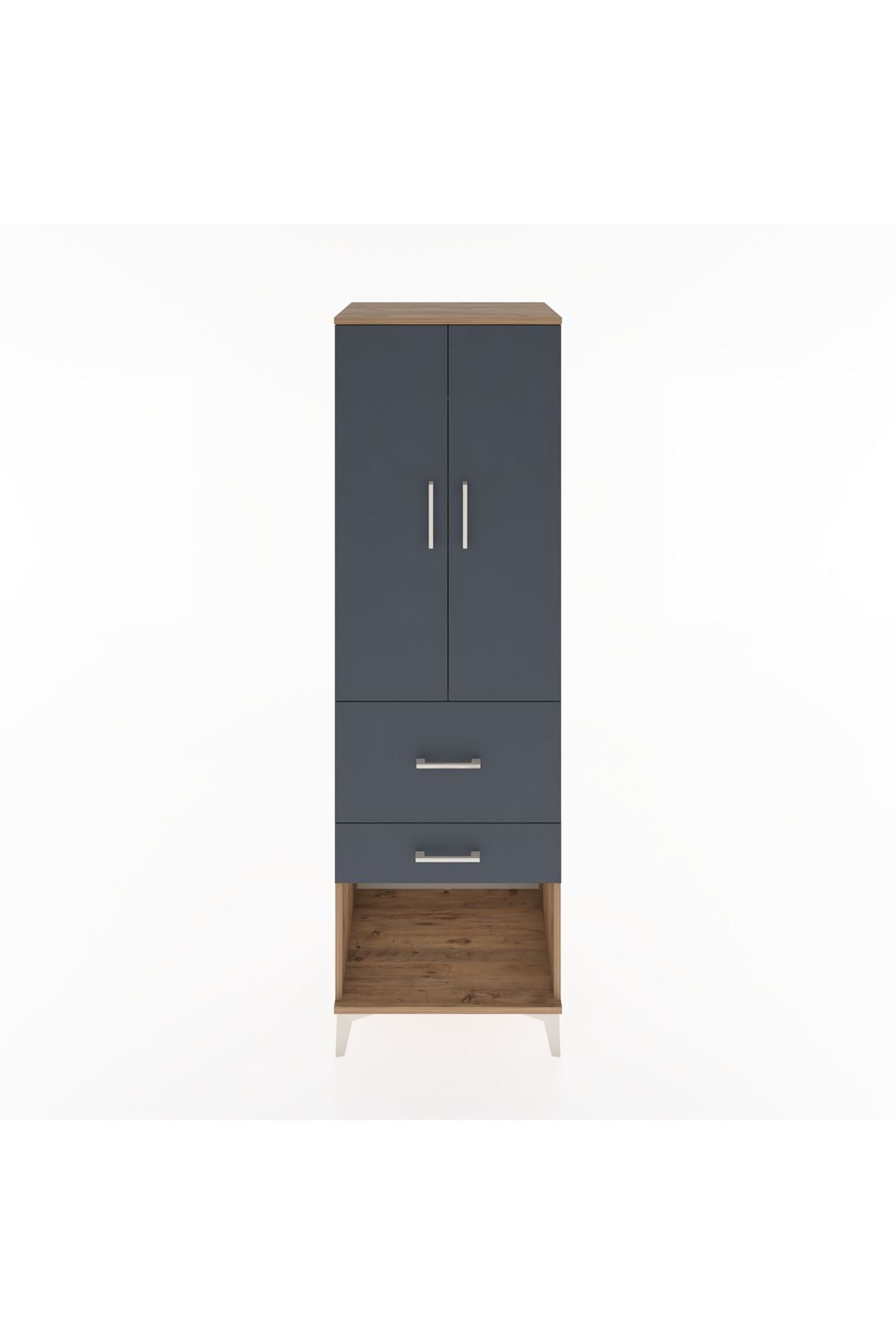 Hyperion Dolap Tek Raflı 2 Çekmeceli Tek Askılı 60x44x195 - S59M050V8B