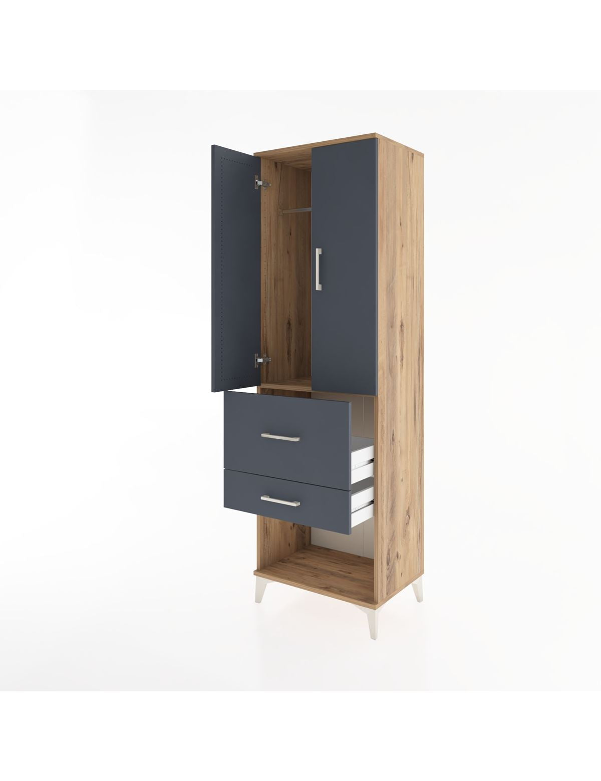 Hyperion Dolap Tek Raflı 2 Çekmeceli Tek Askılı 60x44x195 - S59M050V8B