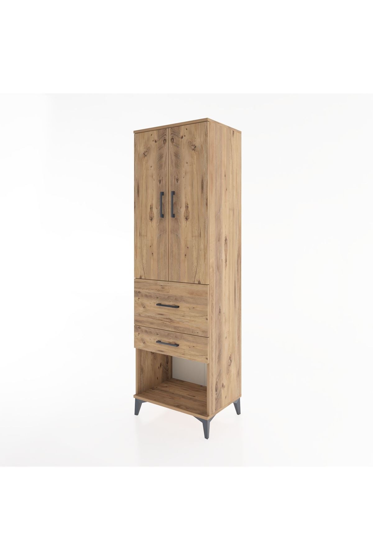 Hyperion Dolap Tek Raflı 2 Çekmeceli Tek Askılı 60x44x195 - S59M050V9B