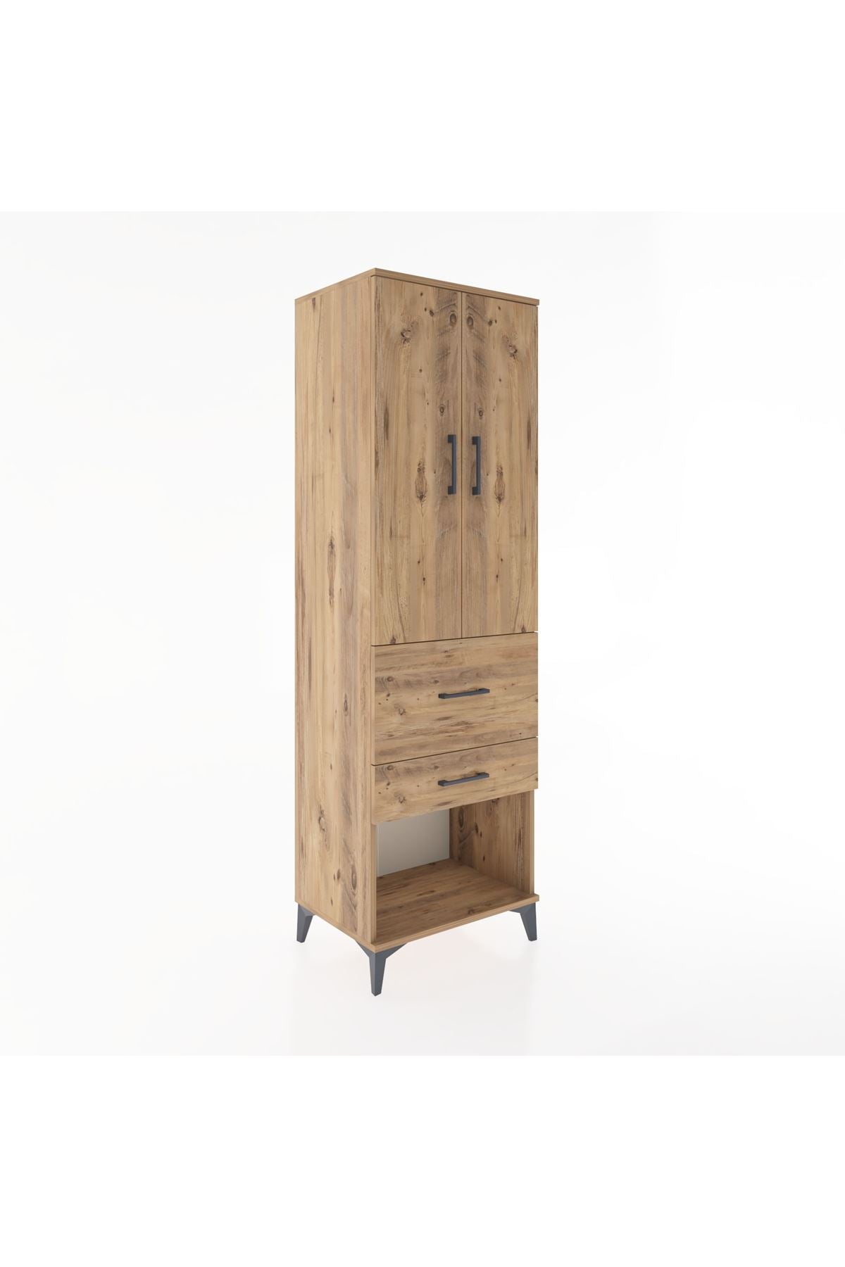 Hyperion Dolap Tek Raflı 2 Çekmeceli Tek Askılı 60x44x195 - S59M050V9B