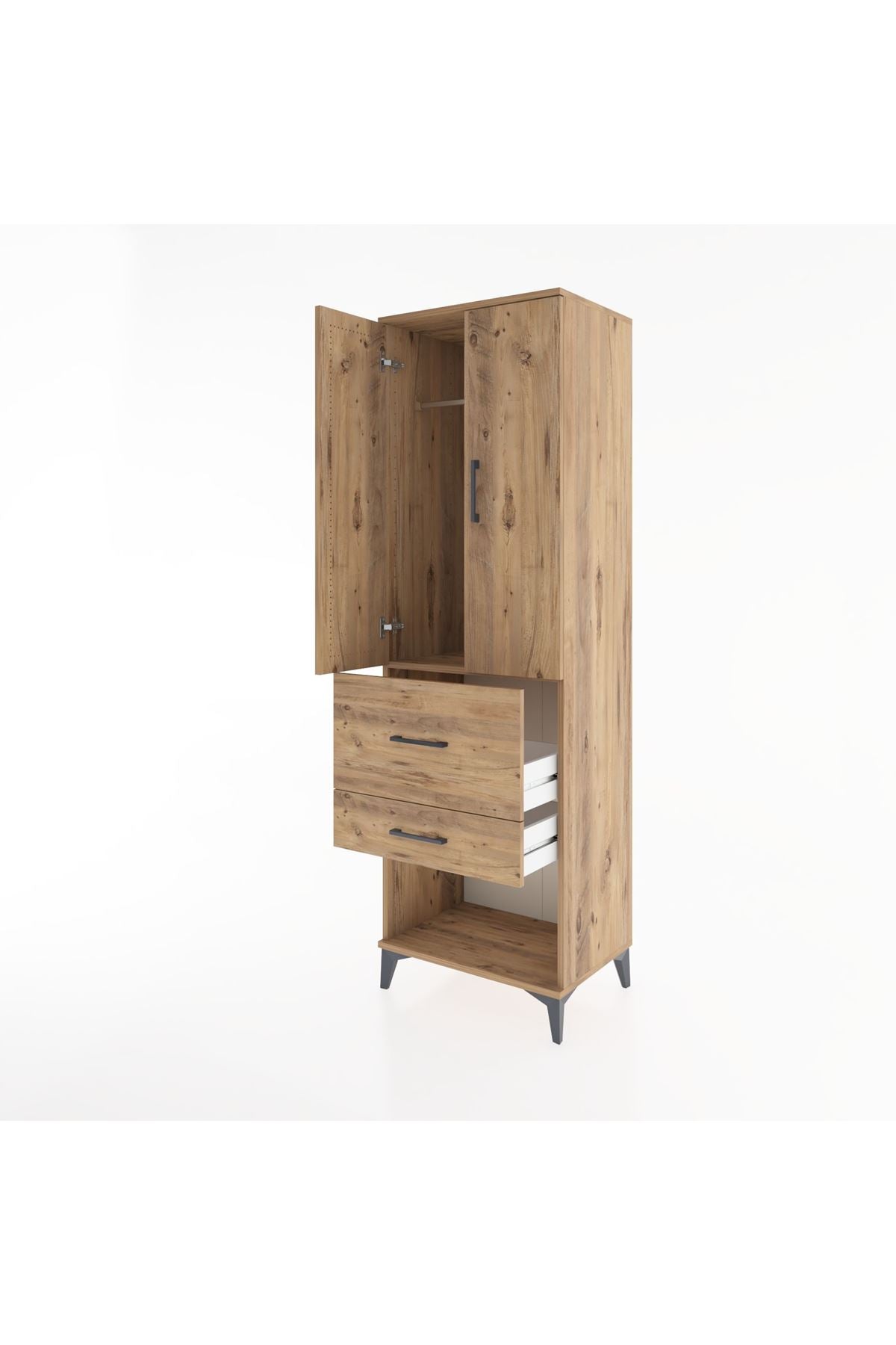 Hyperion Dolap Tek Raflı 2 Çekmeceli Tek Askılı 60x44x195 - S59M050V9B