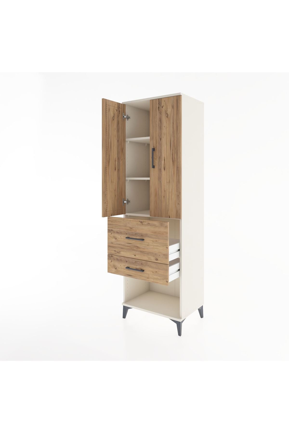 Hyperion Dolap 3 Raflı 2 Çekmeceli 2 Kapaklı 60x44x195 - S59M051V3B