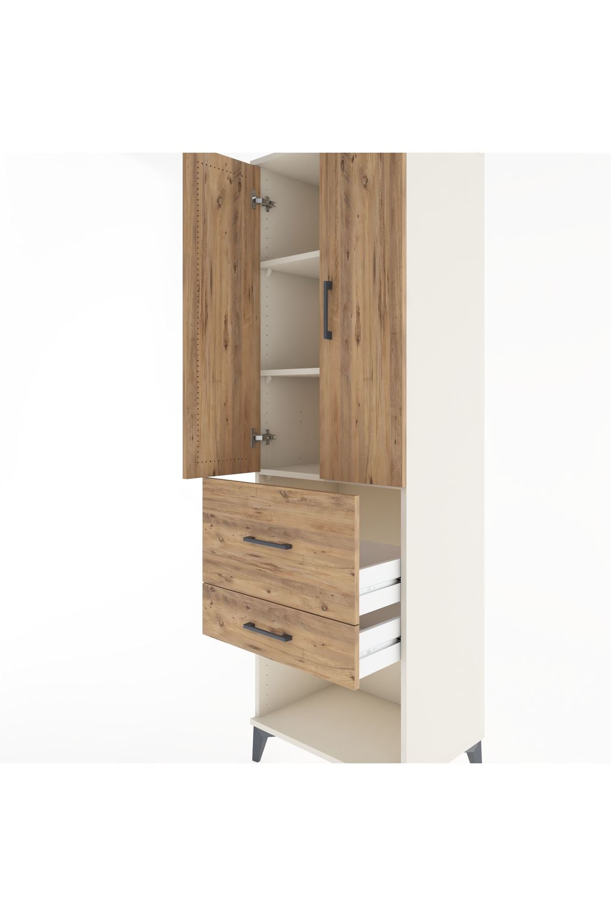 Hyperion Dolap 3 Raflı 2 Çekmeceli 2 Kapaklı 60x44x195 - S59M051V3B