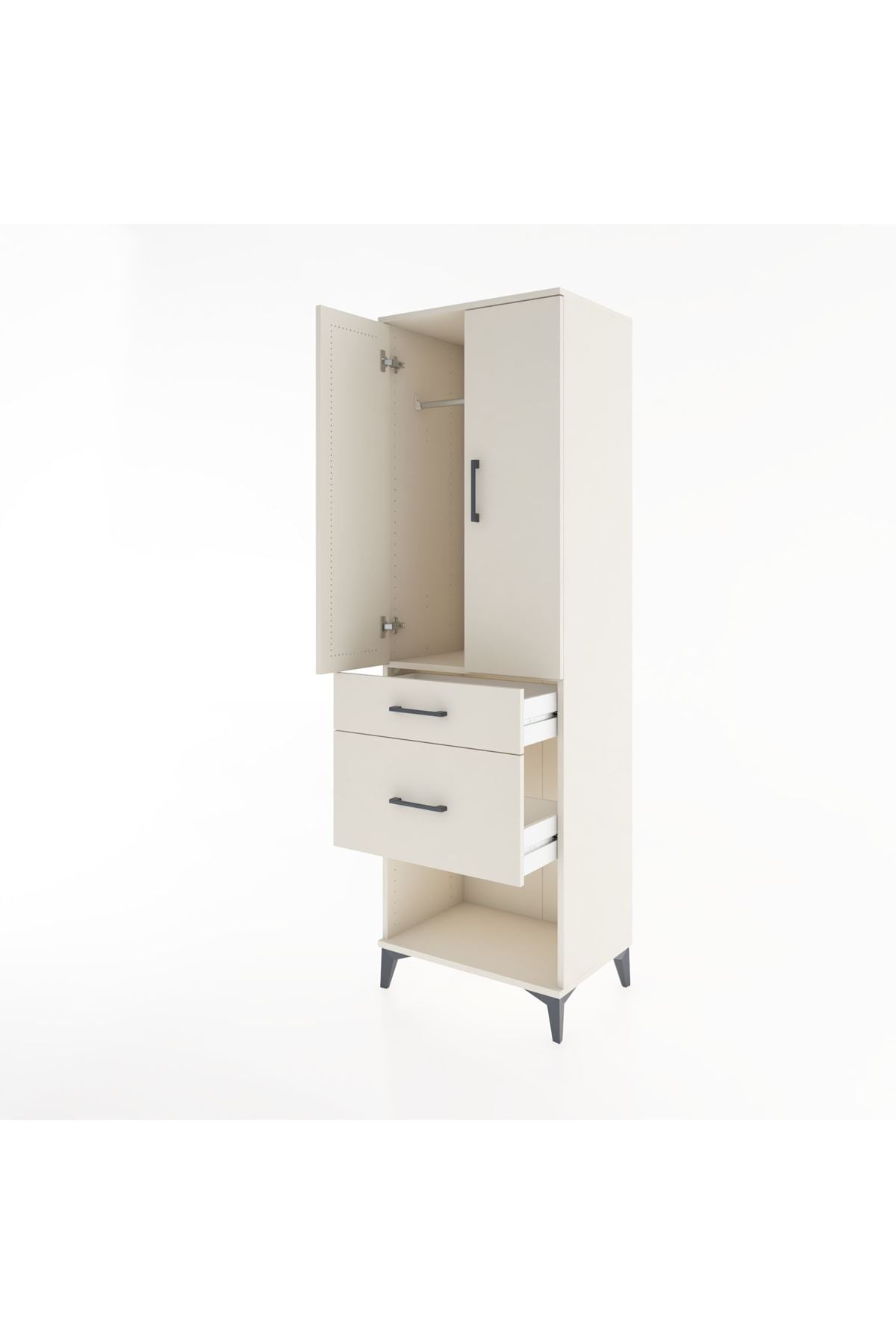 Hyperion Dolap Tek Raflı 2 Çekmeceli Tek Askılı 60x44x195 - S59M052V1B