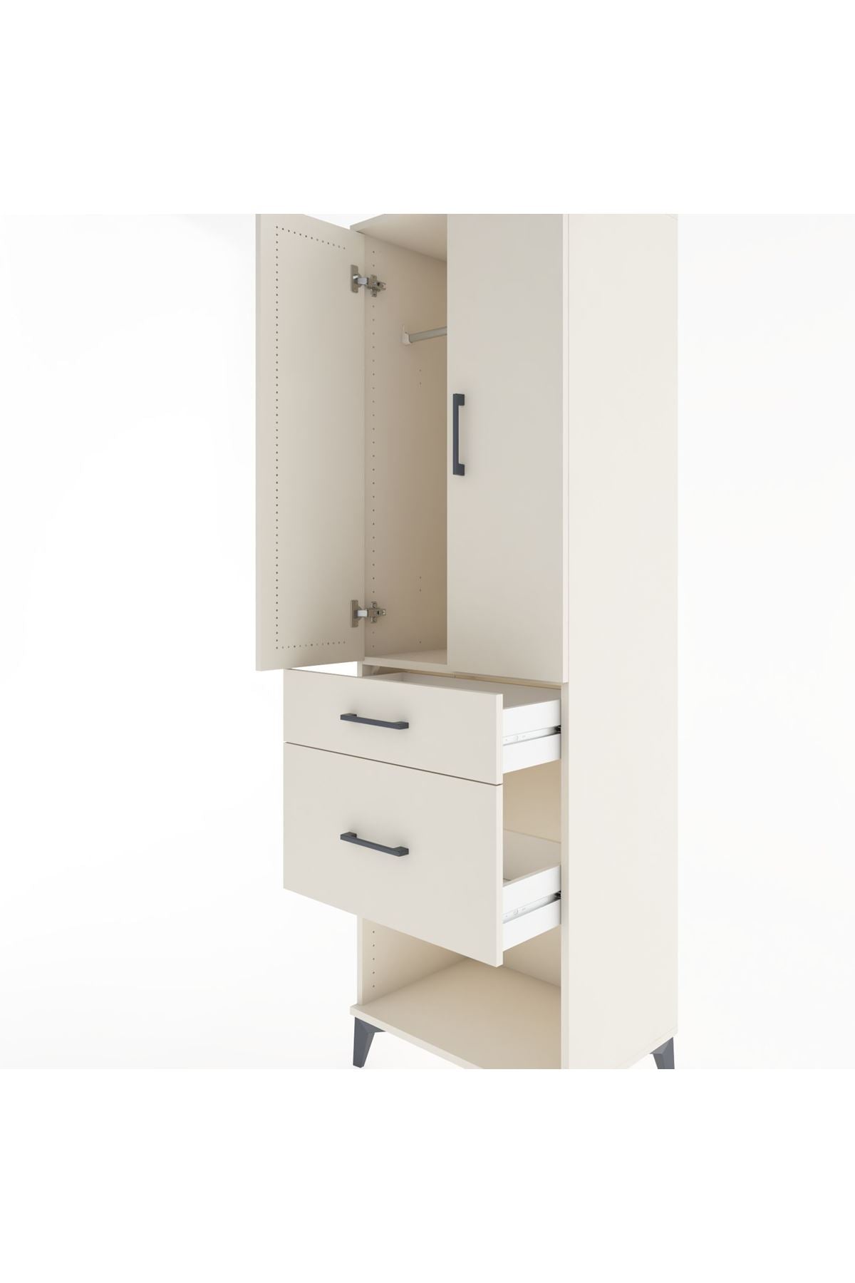Hyperion Dolap Tek Raflı 2 Çekmeceli Tek Askılı 60x44x195 - S59M052V1B