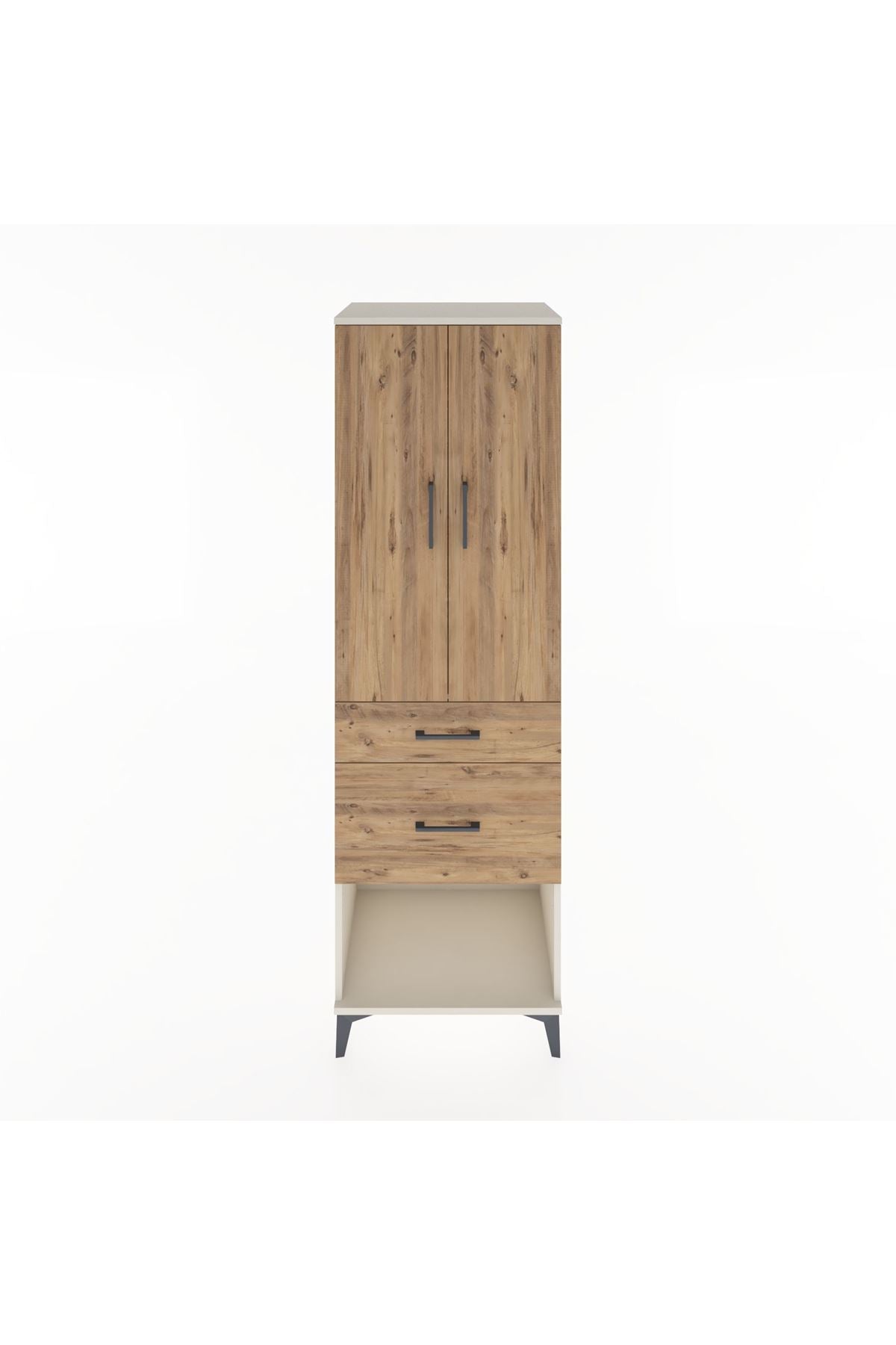 Hyperion Dolap Tek Raflı 2 Çekmeceli Tek Askılı 60x44x195 - S59M052V3B