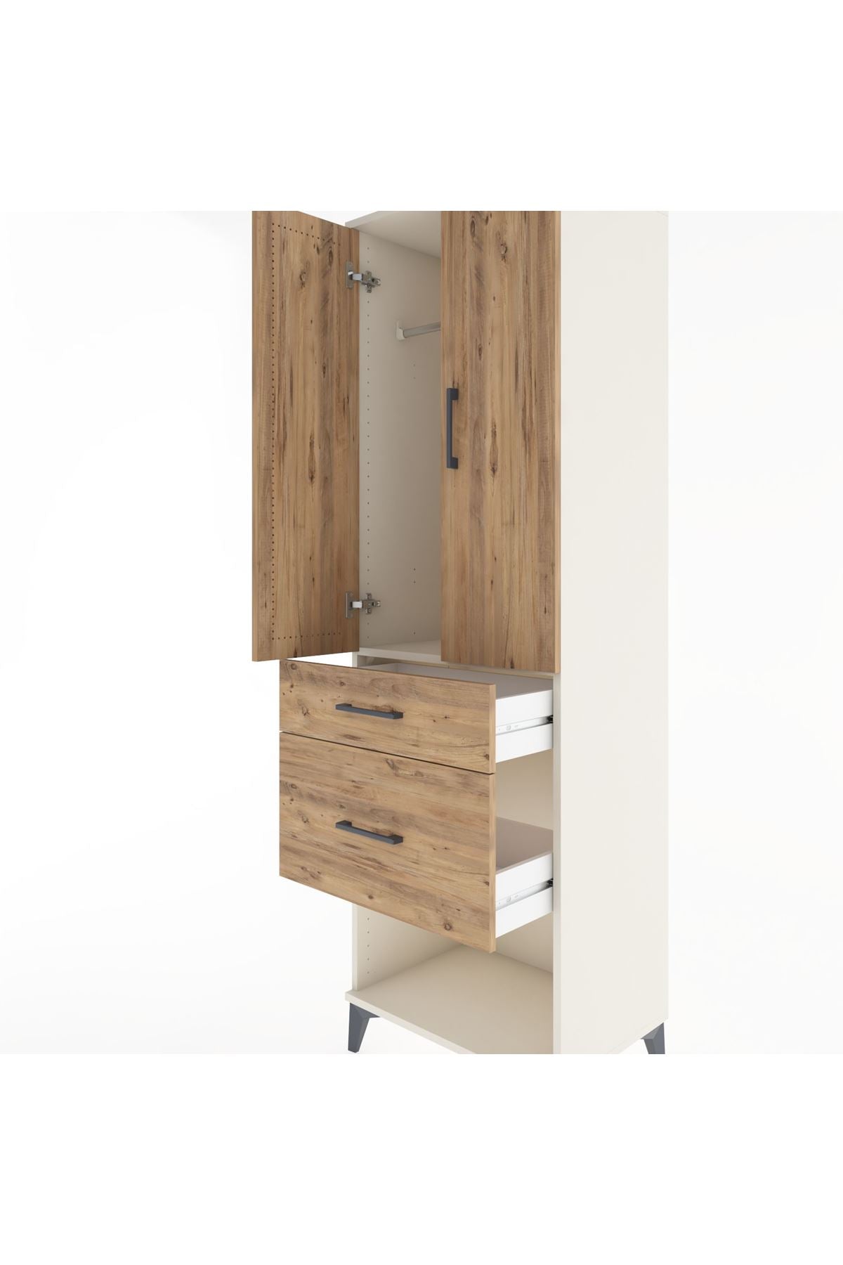 Hyperion Dolap Tek Raflı 2 Çekmeceli Tek Askılı 60x44x195 - S59M052V3B