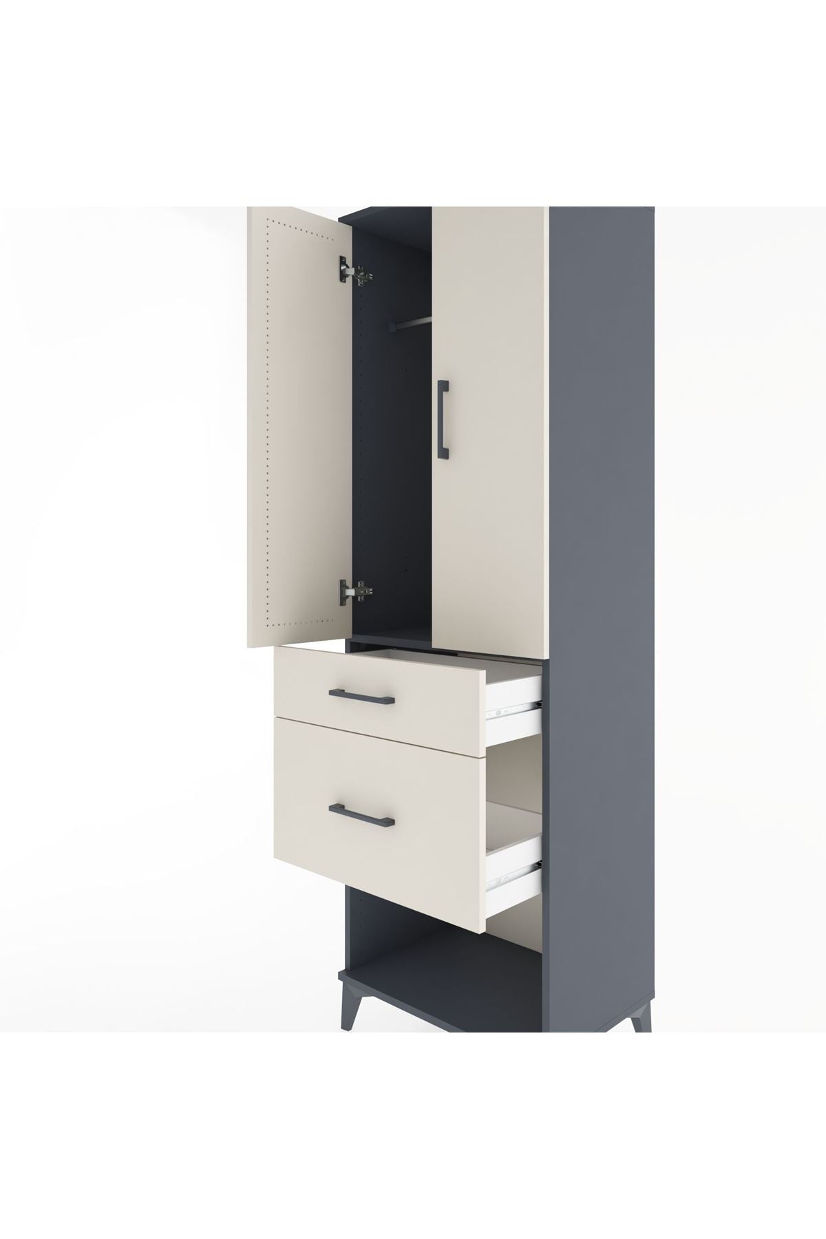 Hyperion Dolap Tek Raflı 2 Çekmeceli Tek Askılı 60x44x195 - S59M052V4B