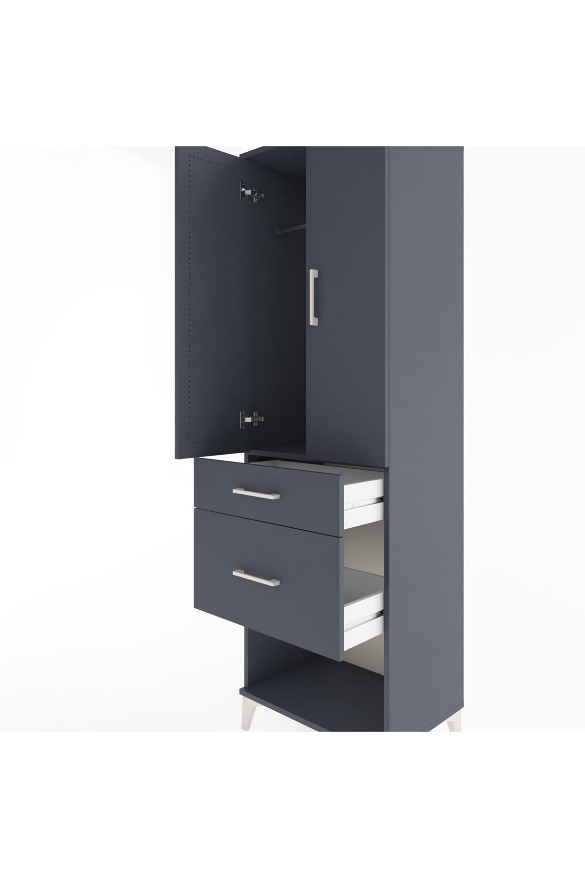 Hyperion Dolap Tek Raflı 2 Çekmeceli Tek Askılı 60x44x195 - S59M052V5B