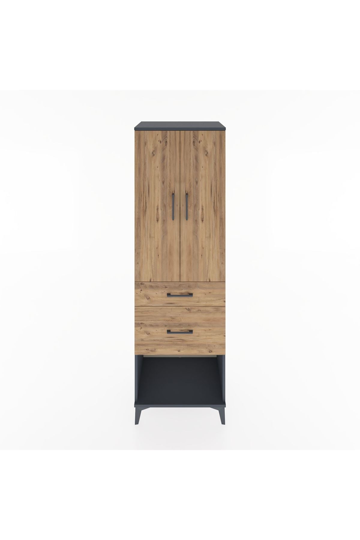 Hyperion Dolap Tek Raflı 2 Çekmeceli Tek Askılı 60x44x195 - S59M052V6B